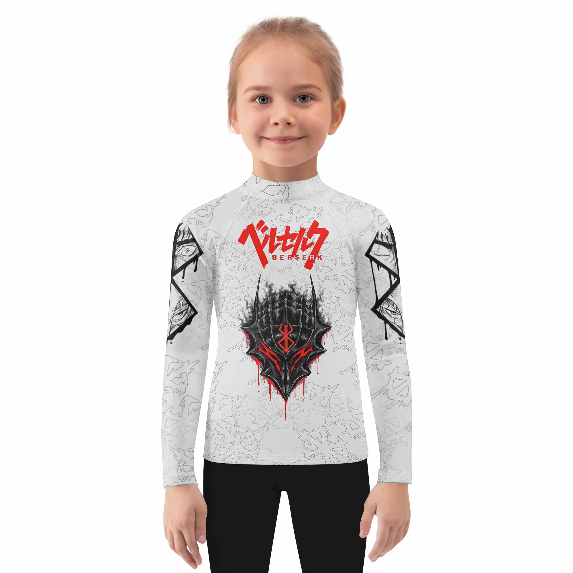 Berserk Berserker Armor Kids Rash Guard Long Sleeve - girl's lifestyle view