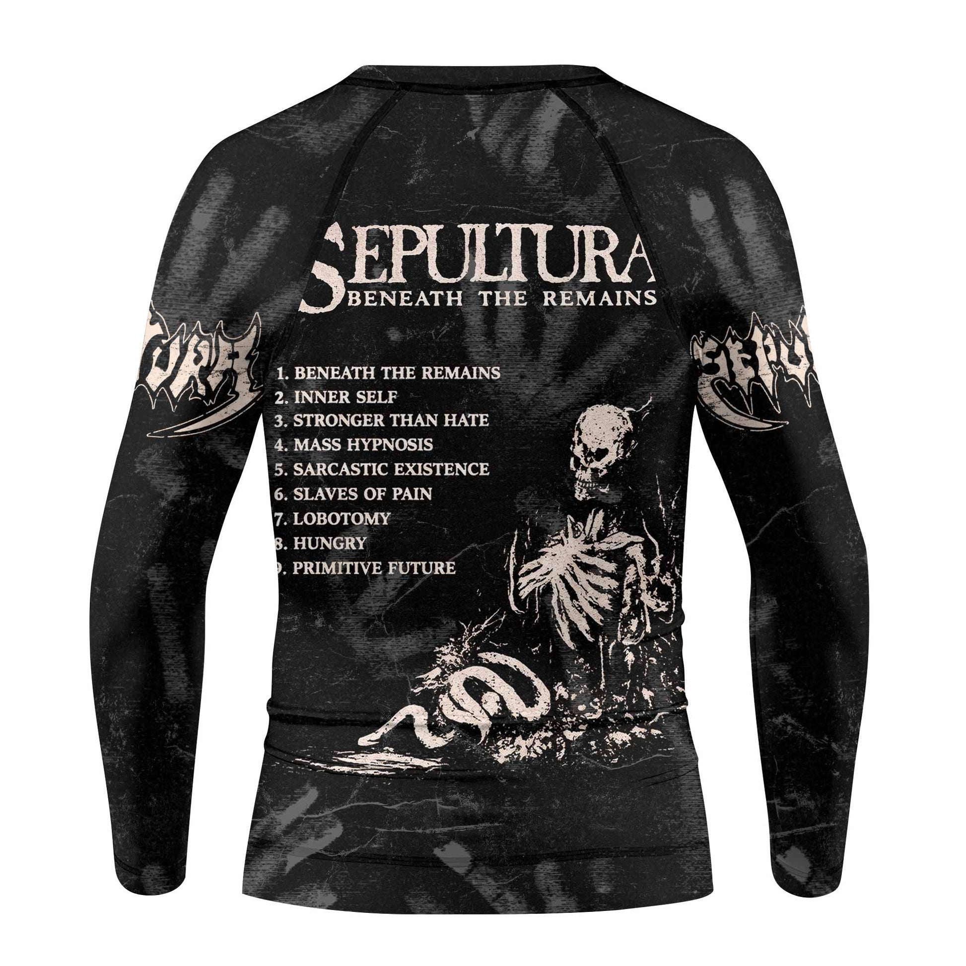 Sepultura Beneath the Remains Kids Rash Guard Long Sleeve - back view mockup