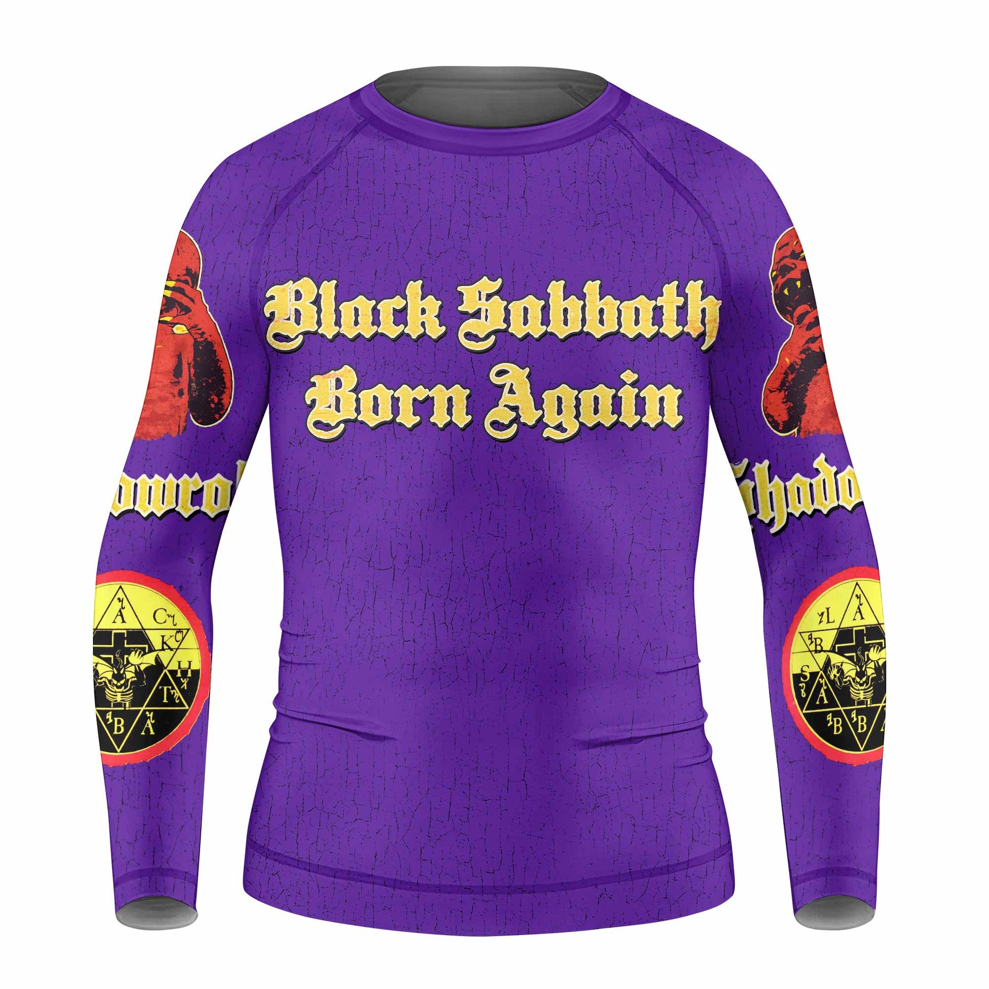 Born Again Black Sabbath Kids Rash Guard Long Sleeve - front view mockup
