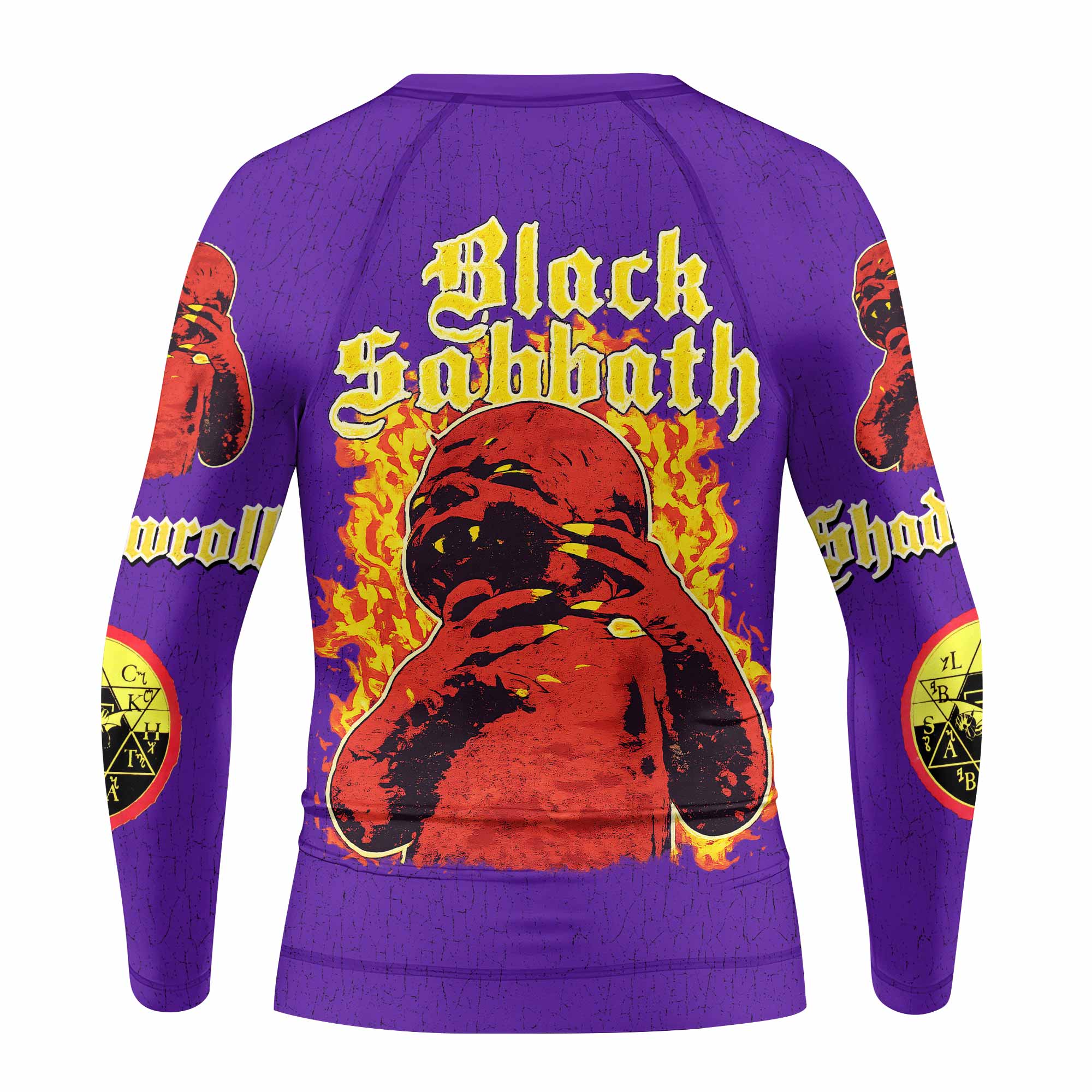 Born Again Black Sabbath Kids Rash Guard Long Sleeve - back view mockup