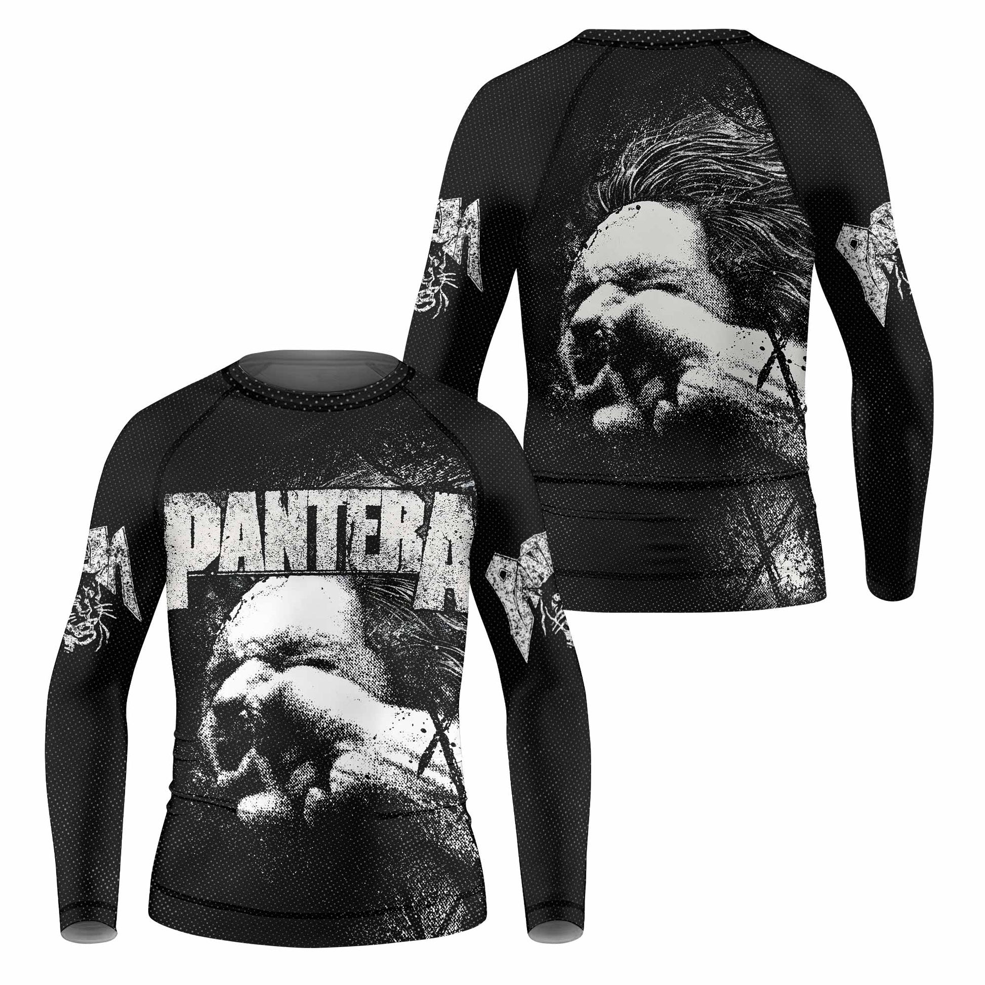 Vulgar Display of Power Pantera Kids Rash Guard Long Sleeve - front and back view
