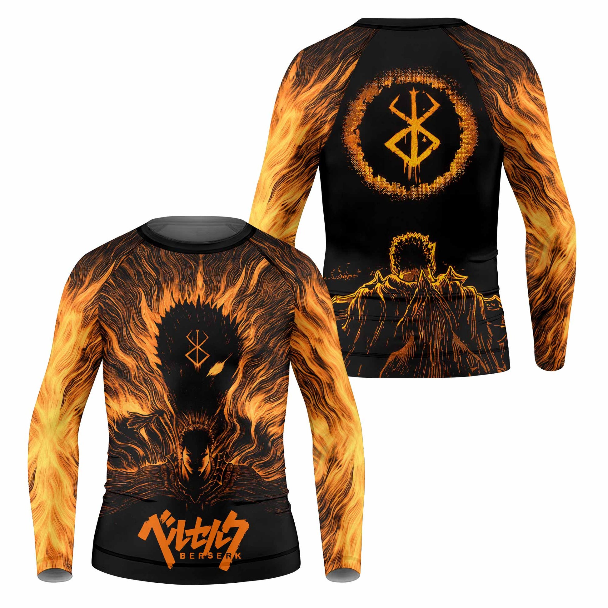 Beast of Darkness Berserk Kids Rash Guard Long Sleeve - front and back view