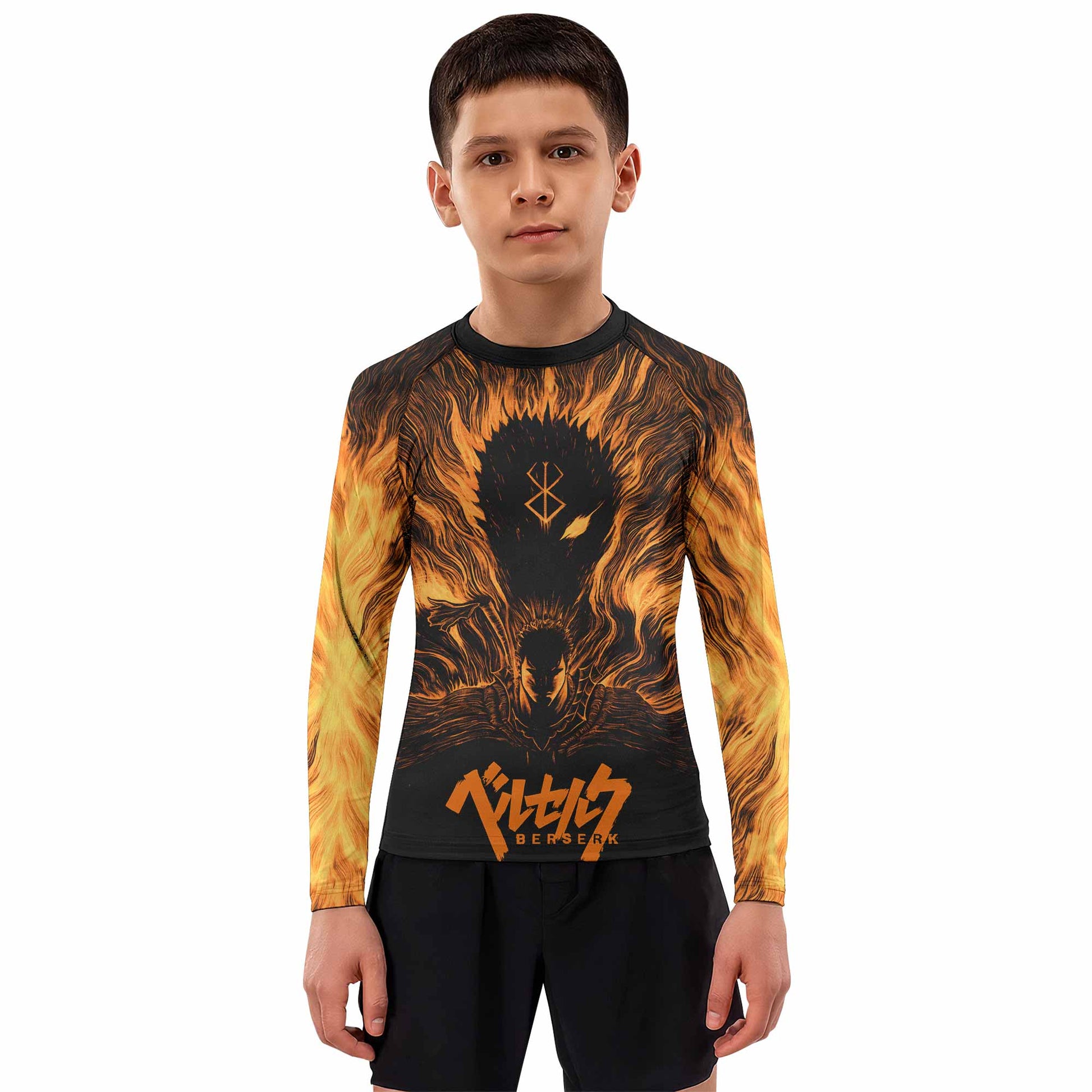 Beast of Darkness Berserk Kids Rash Guard Long Sleeve - boy's lifestyle view