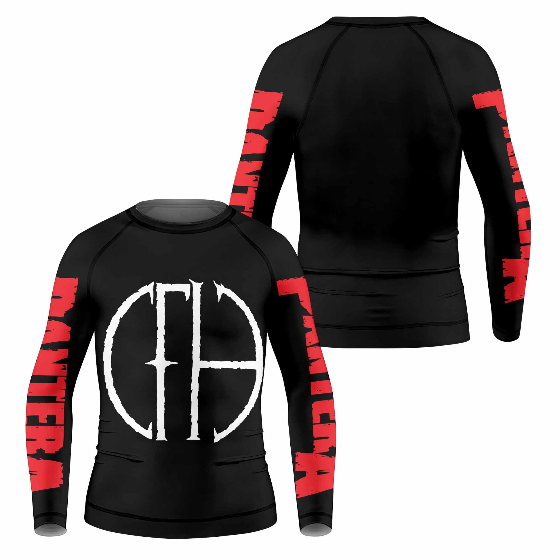 Pantera Cowboys From Hell Logo Kids Rash Guard Long Sleeve - front and back view