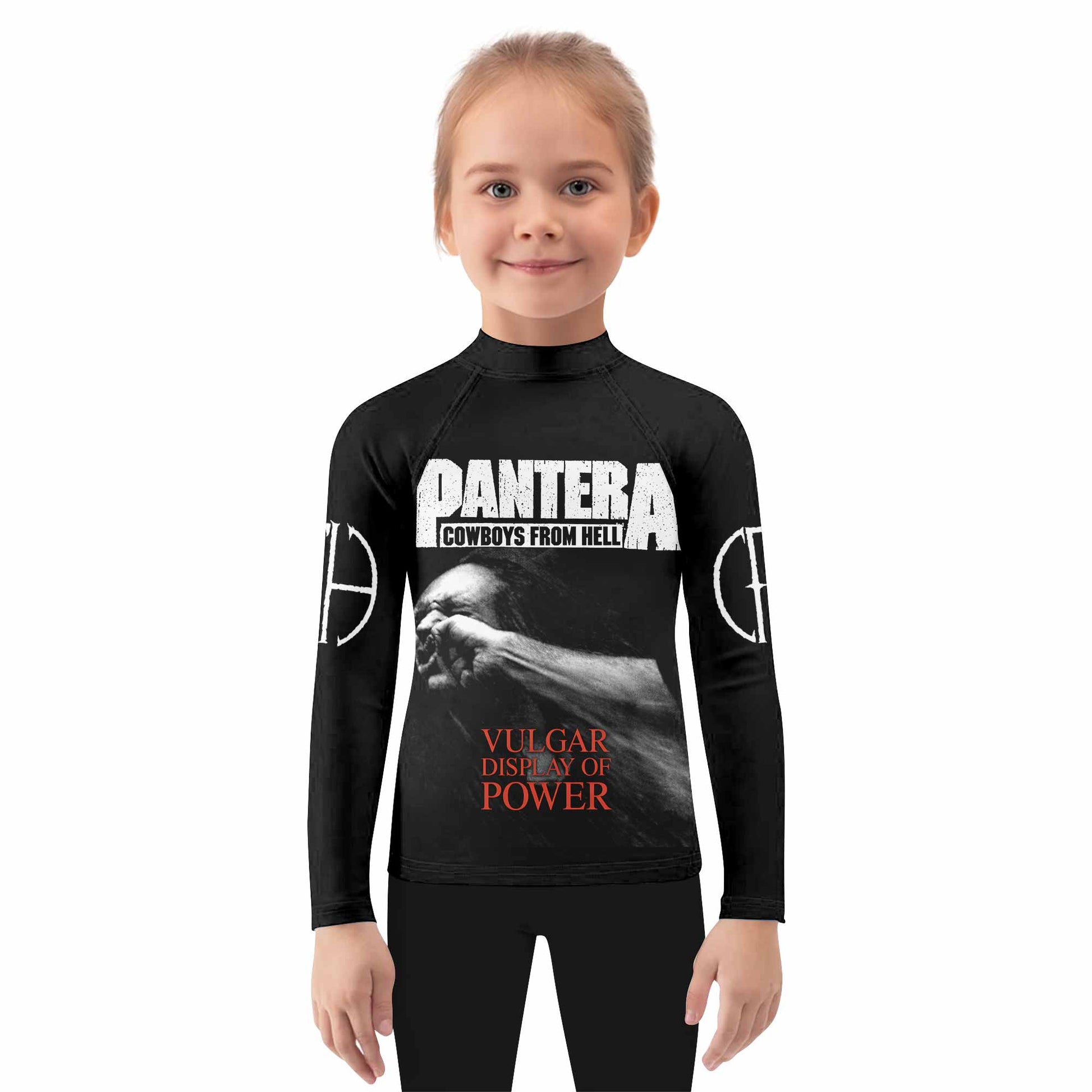 Pantera Stronger Than All Kids Rash Guard Long Sleeve - girl's lifestyle view