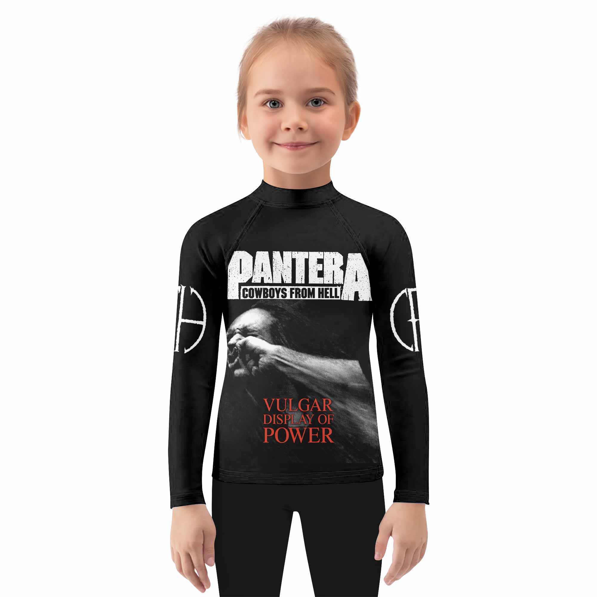 Pantera Stronger Than All Kids Rash Guard Long Sleeve - girl's lifestyle view