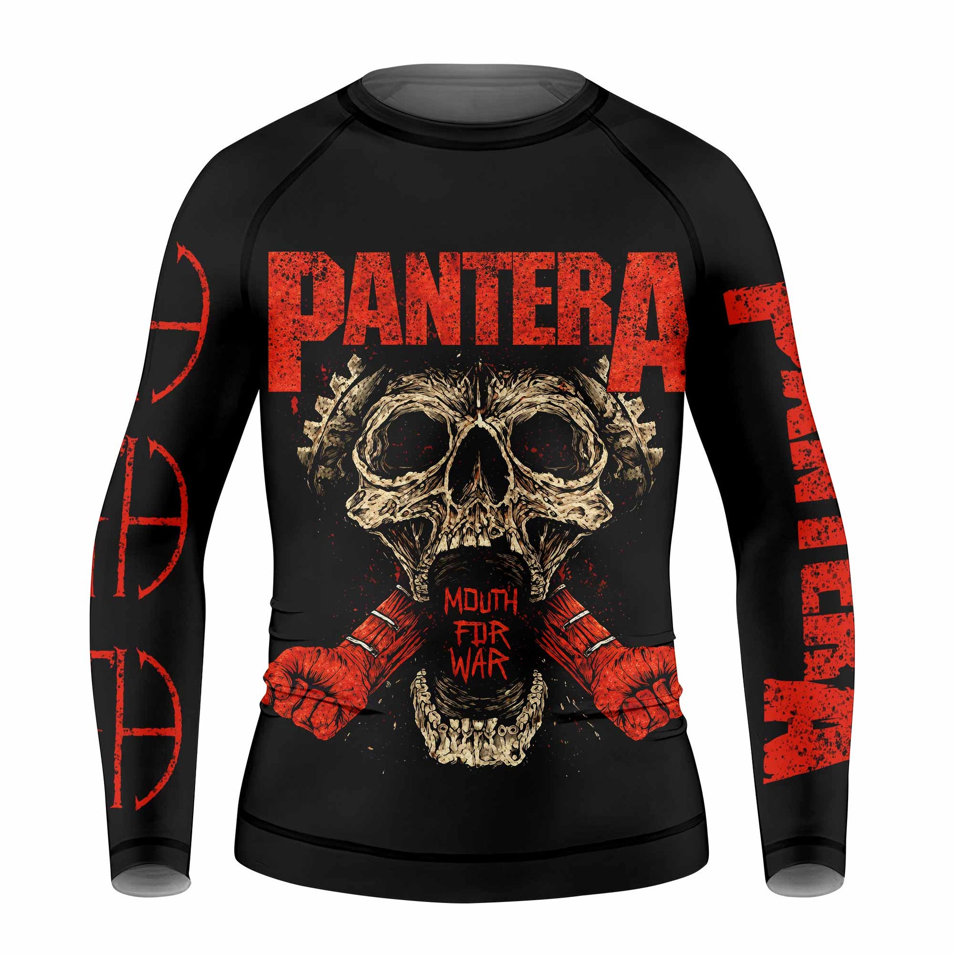 Pantera Mouth for War Kids Rash Guard Long Sleeve - front view mockup