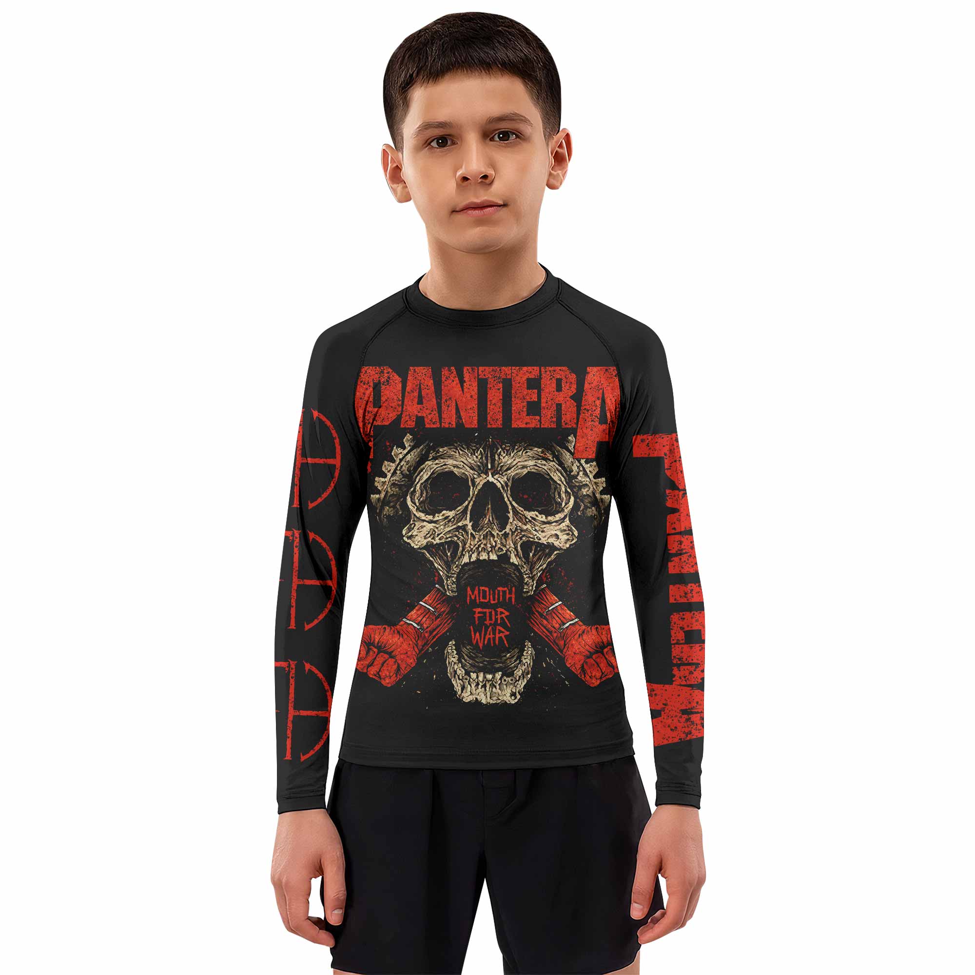 Pantera Mouth for War Kids Rash Guard Long Sleeve - boy's lifestyle view