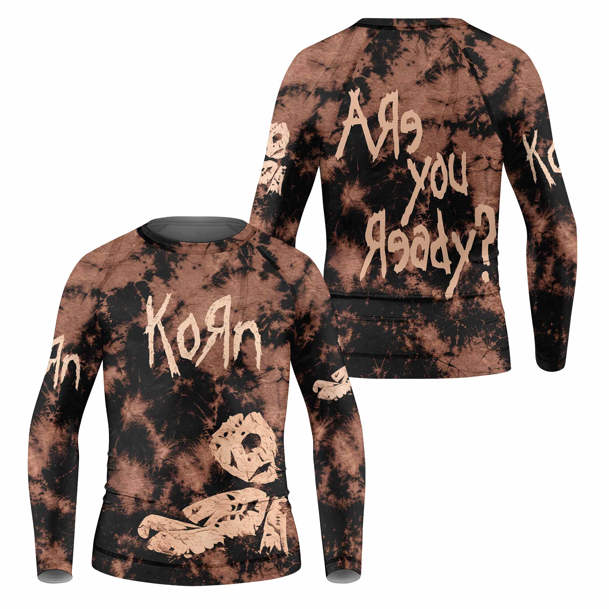 Korn Are You Ready Kids Rash Guard Long Sleeve - front and back view