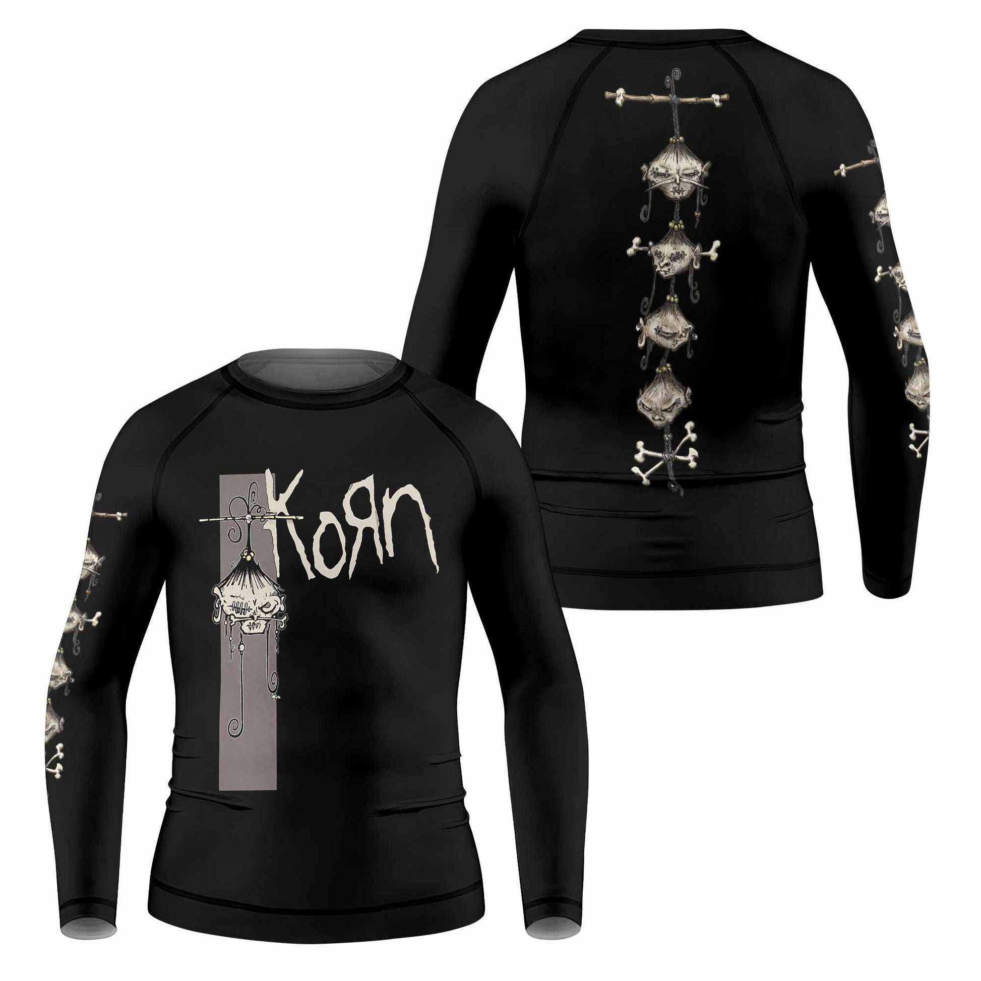 Korn Gothic Spine Kids Rash Guard Long Sleeve - front and back view