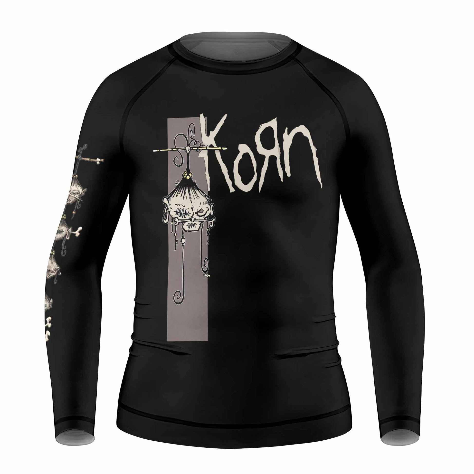 Korn Gothic Spine Kids Rash Guard Long Sleeve - front view mockup