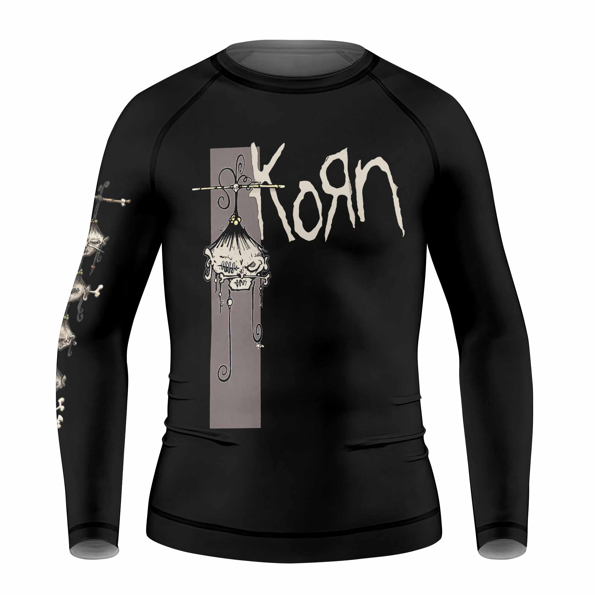 Korn Gothic Spine Kids Rash Guard Long Sleeve - front view mockup
