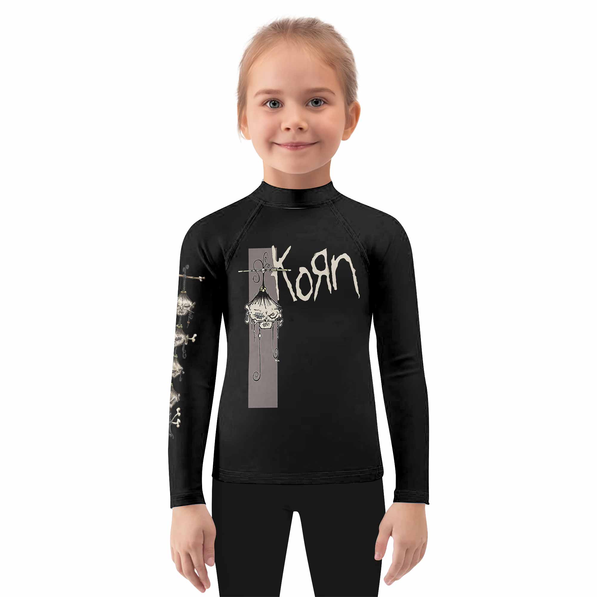 Korn Gothic Spine Kids Rash Guard Long Sleeve - girl's lifestyle view
