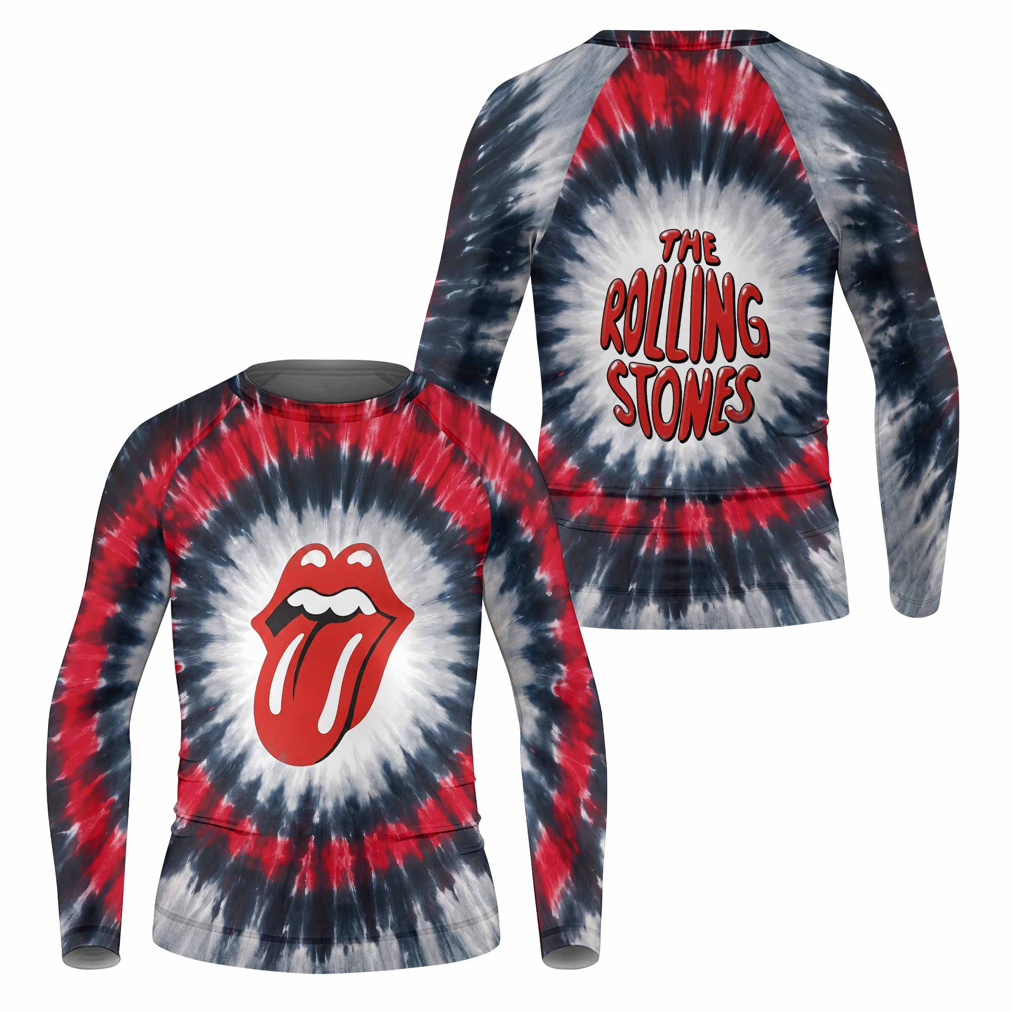 The Rolling Stones Kids Rash Guard Long Sleeve - front and back view