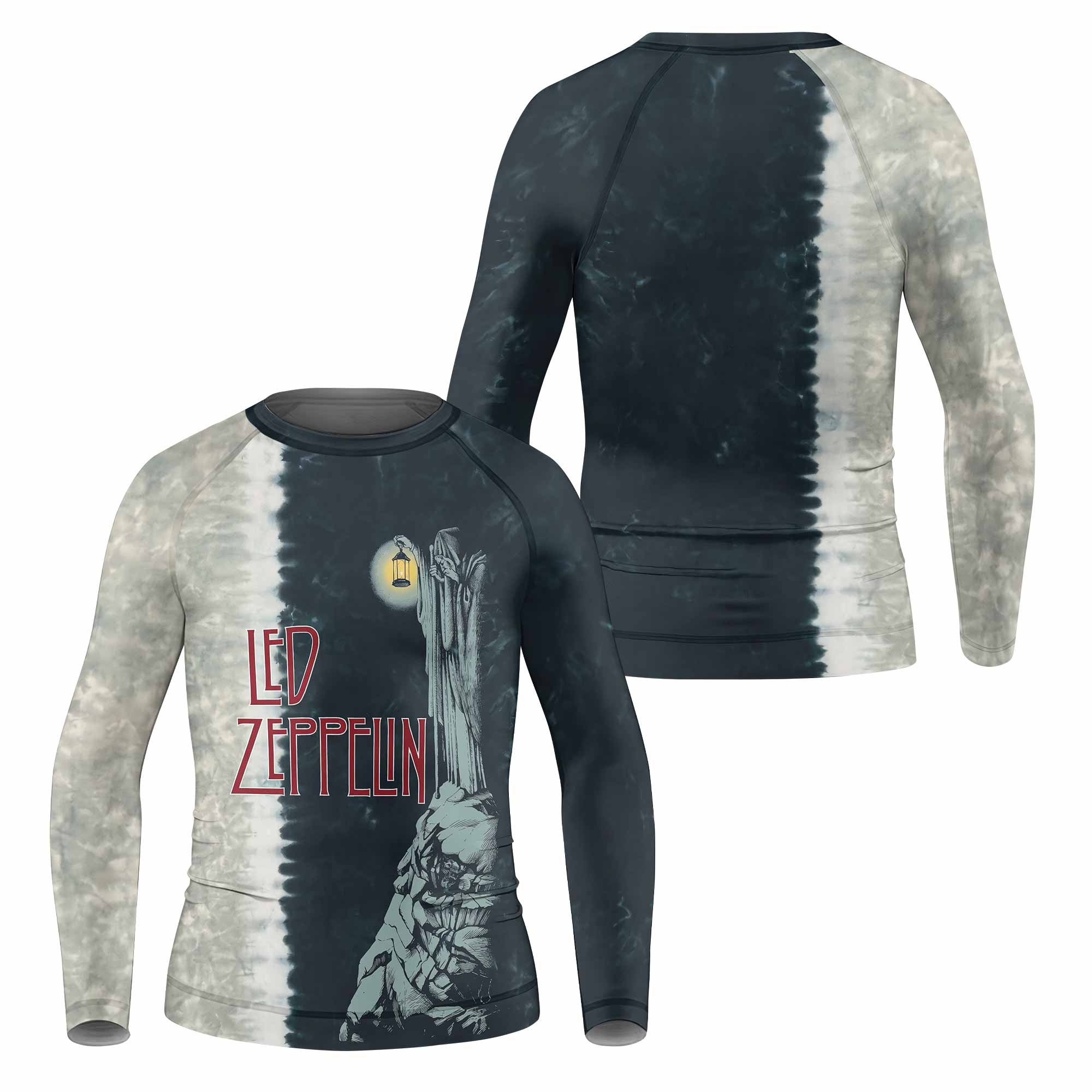 Led Zeppelin The Hermit Kids Rash Guard Long Sleeve - front and back view
