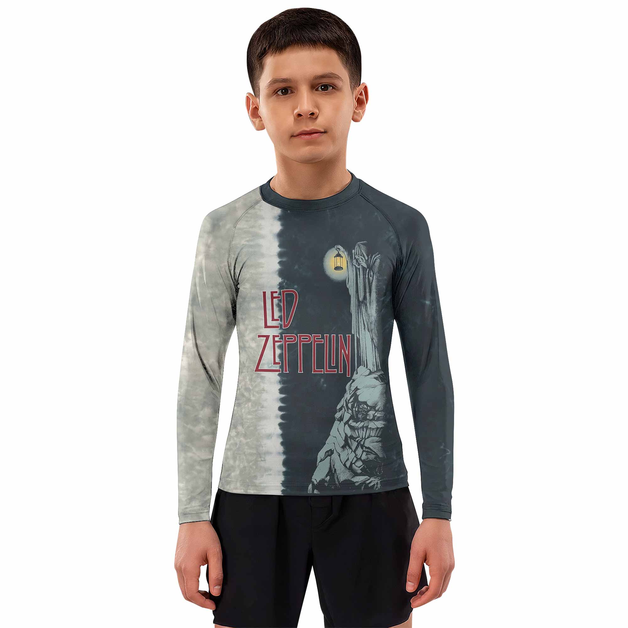 Led Zeppelin The Hermit Kids Rash Guard Long Sleeve - boy's lifestyle view