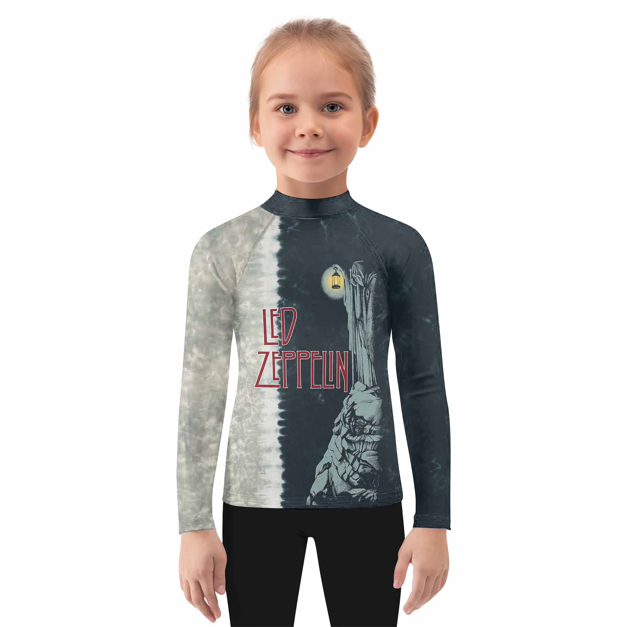 Led Zeppelin The Hermit Kids Rash Guard Long Sleeve - girl's lifestyle view