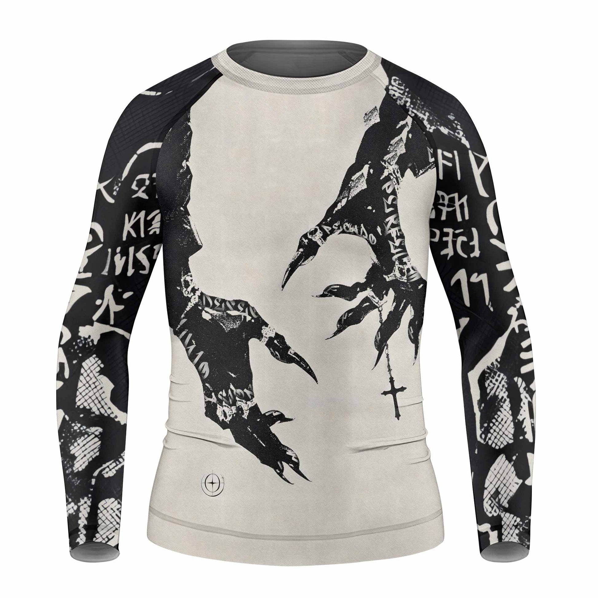 Monster Claw with Cross Kids Rash Guard Long Sleeve - front view mockup