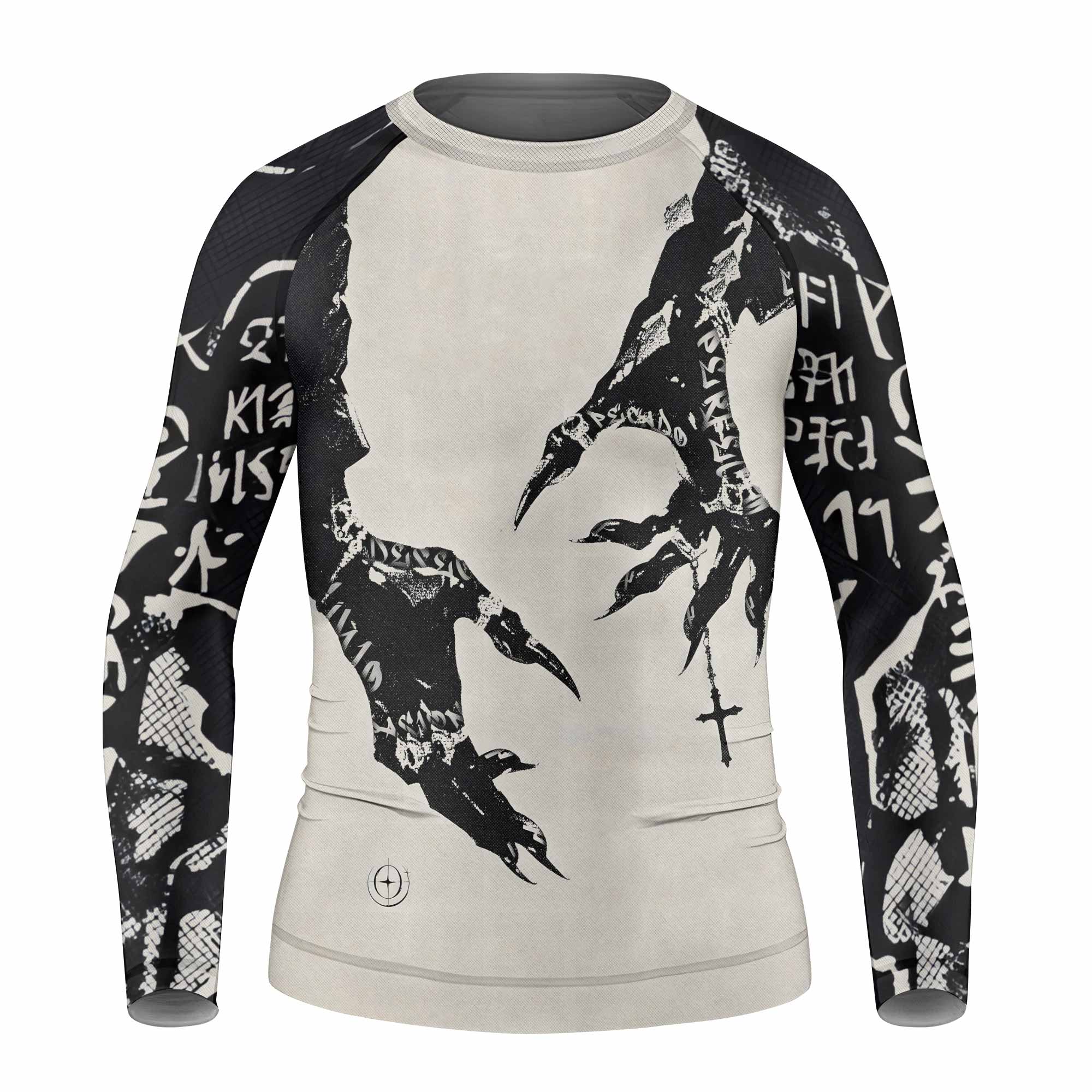 Monster Claw with Cross Kids Rash Guard Long Sleeve - front view mockup
