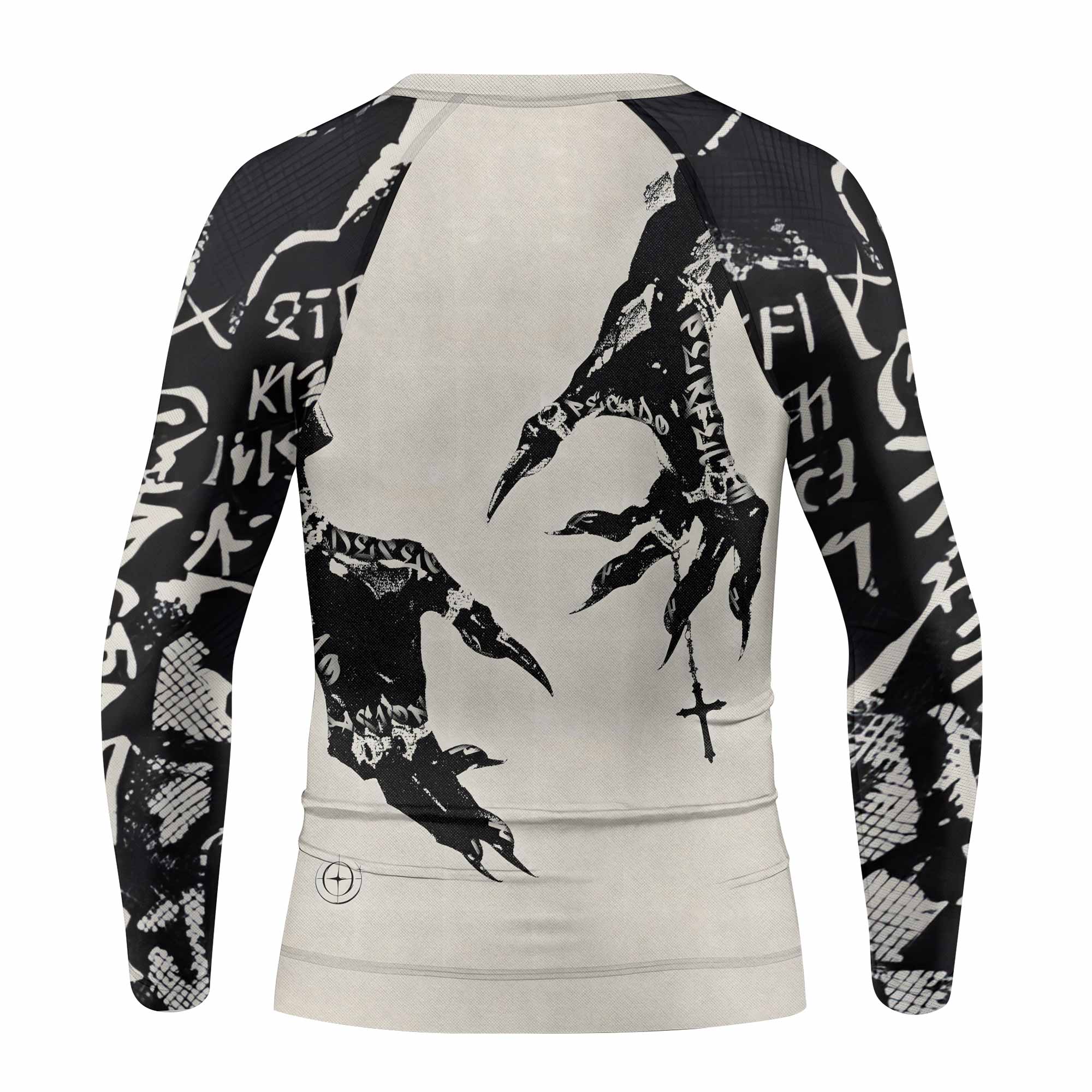 Monster Claw with Cross Kids Rash Guard Long Sleeve - back view mockup