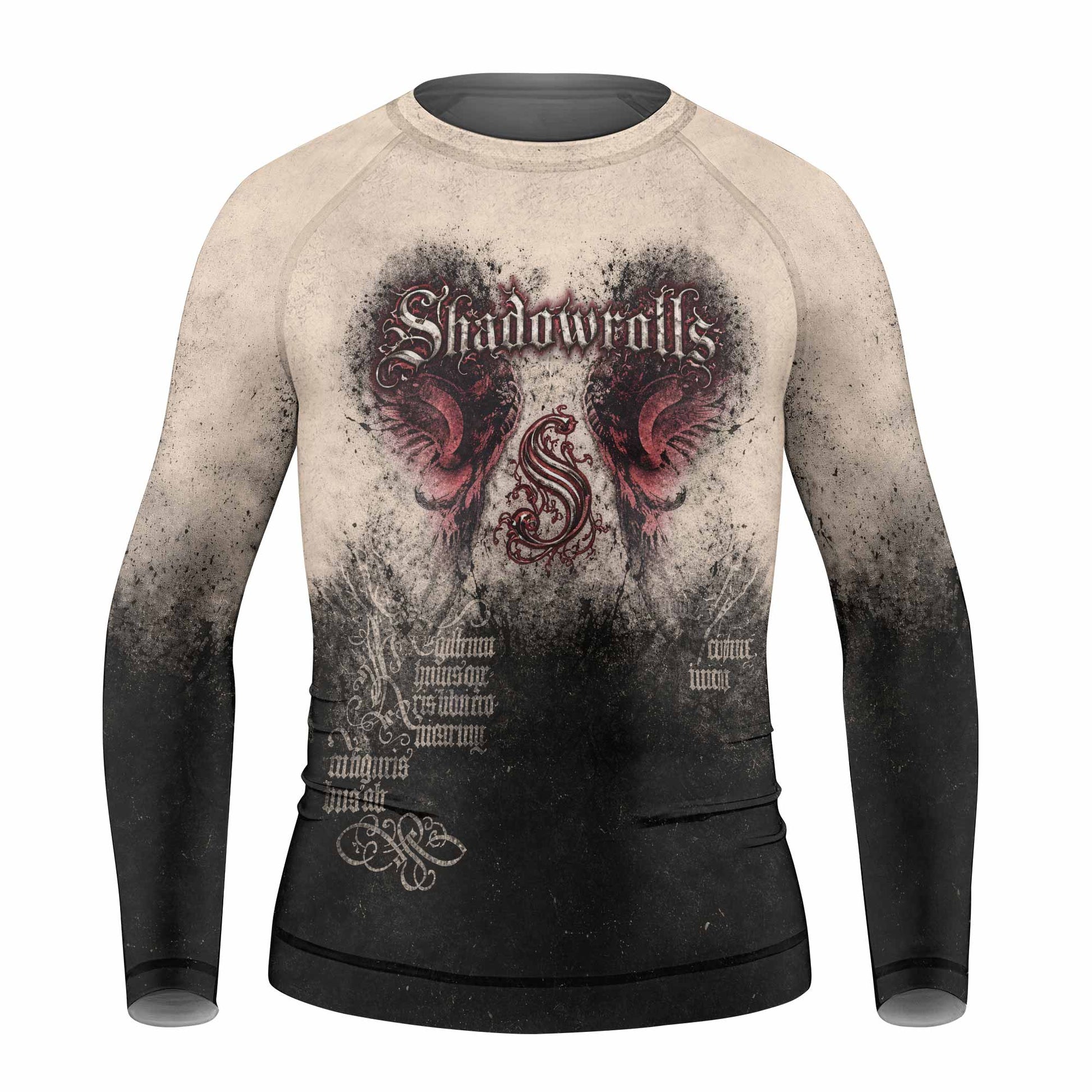 Grunge Smoke Gothic Kids Rash Guard Long Sleeve - front view mockup