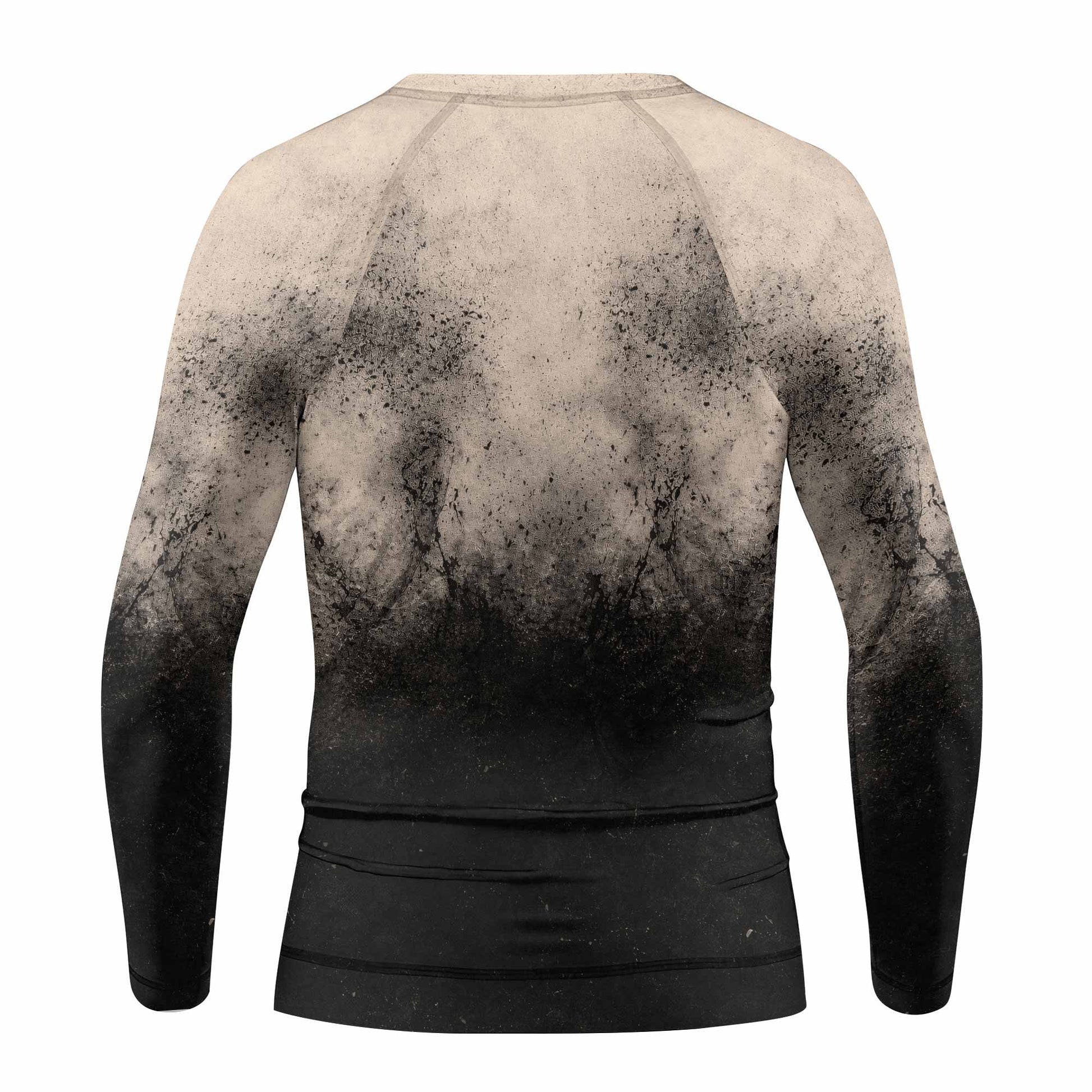 Grunge Smoke Gothic Kids Rash Guard Long Sleeve - back view mockup