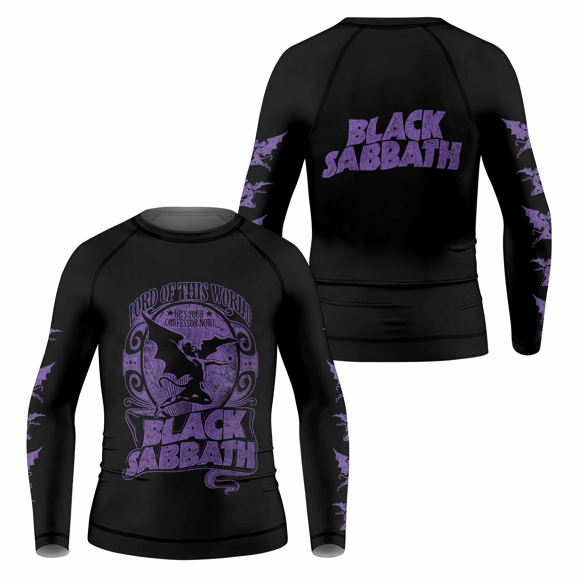 Black Sabbath Lord of This World Kids Rash Guard Long Sleeve - front and back view