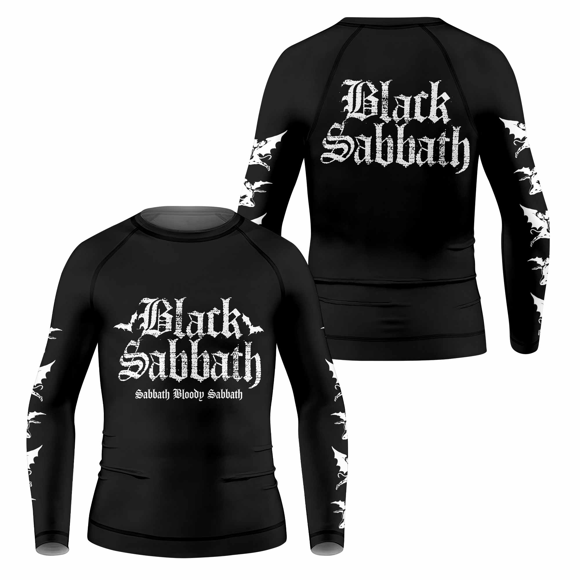 Black Sabbath Sabbath Bloody Sabbath Kids Rash Guard Long Sleeve - front and back view