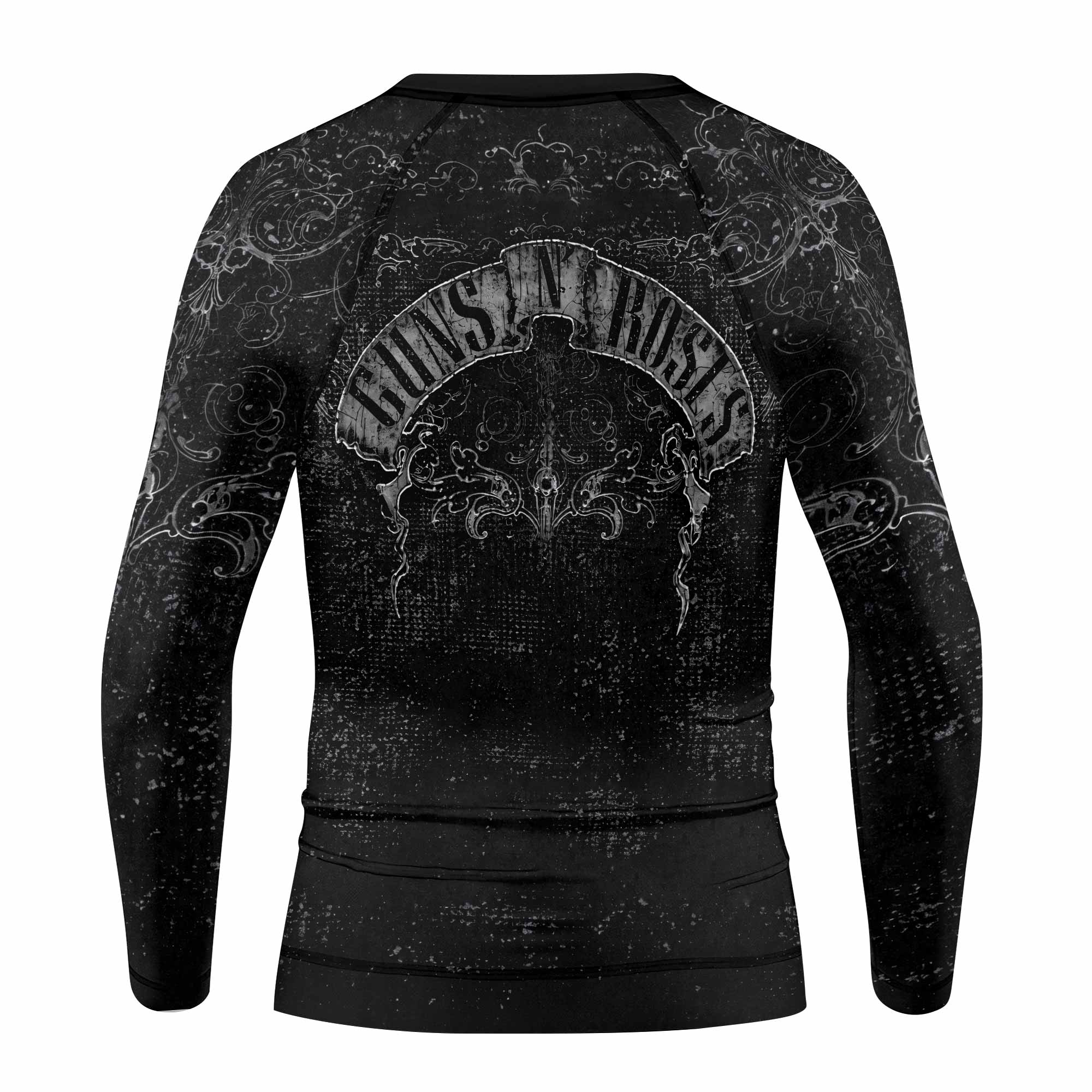 Guns N' Roses Skull Kids Rash Guard Long Sleeve - back view mockup