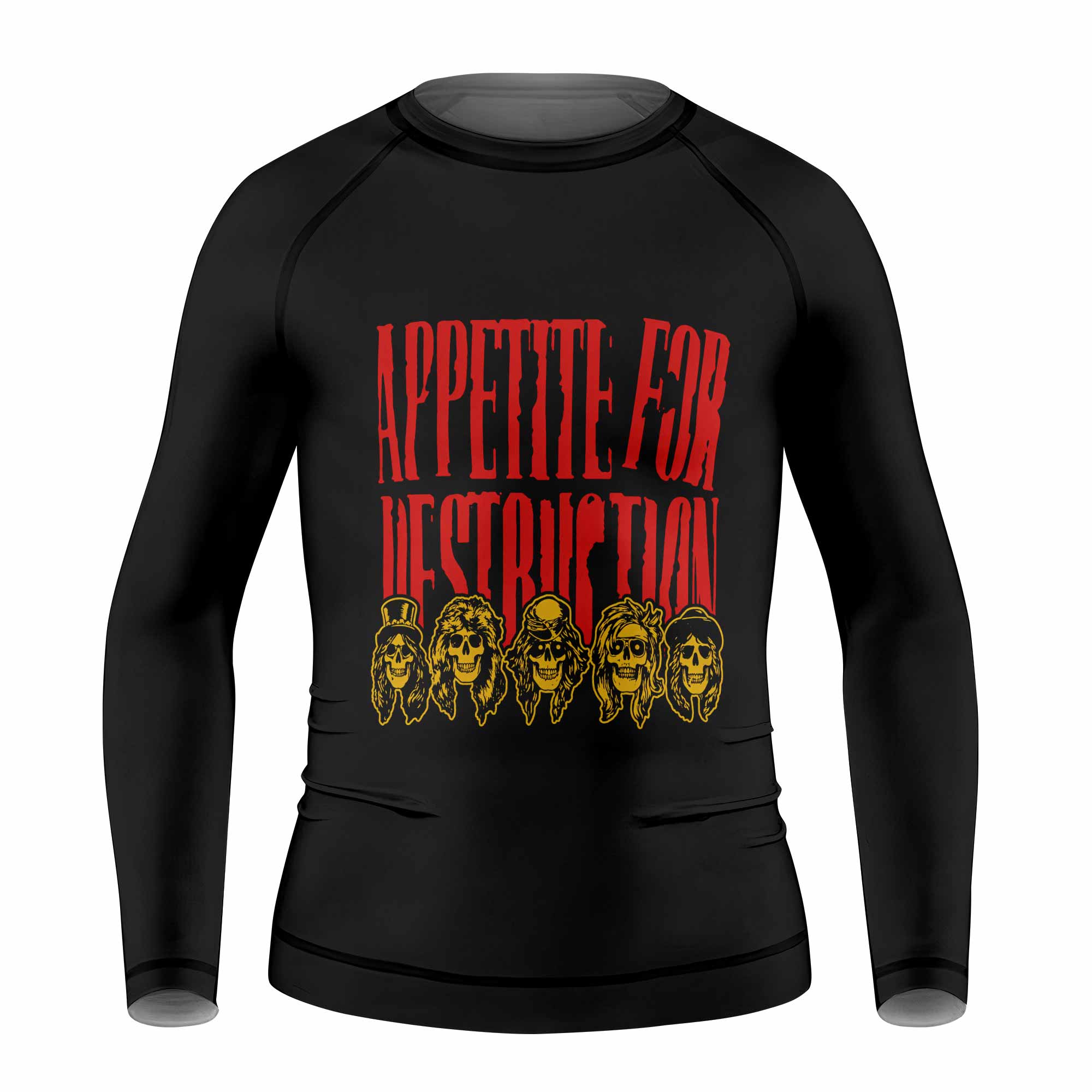 Guns N' Roses Appetite for Destruction Kids Rash Guard Long Sleeve - front view mockup