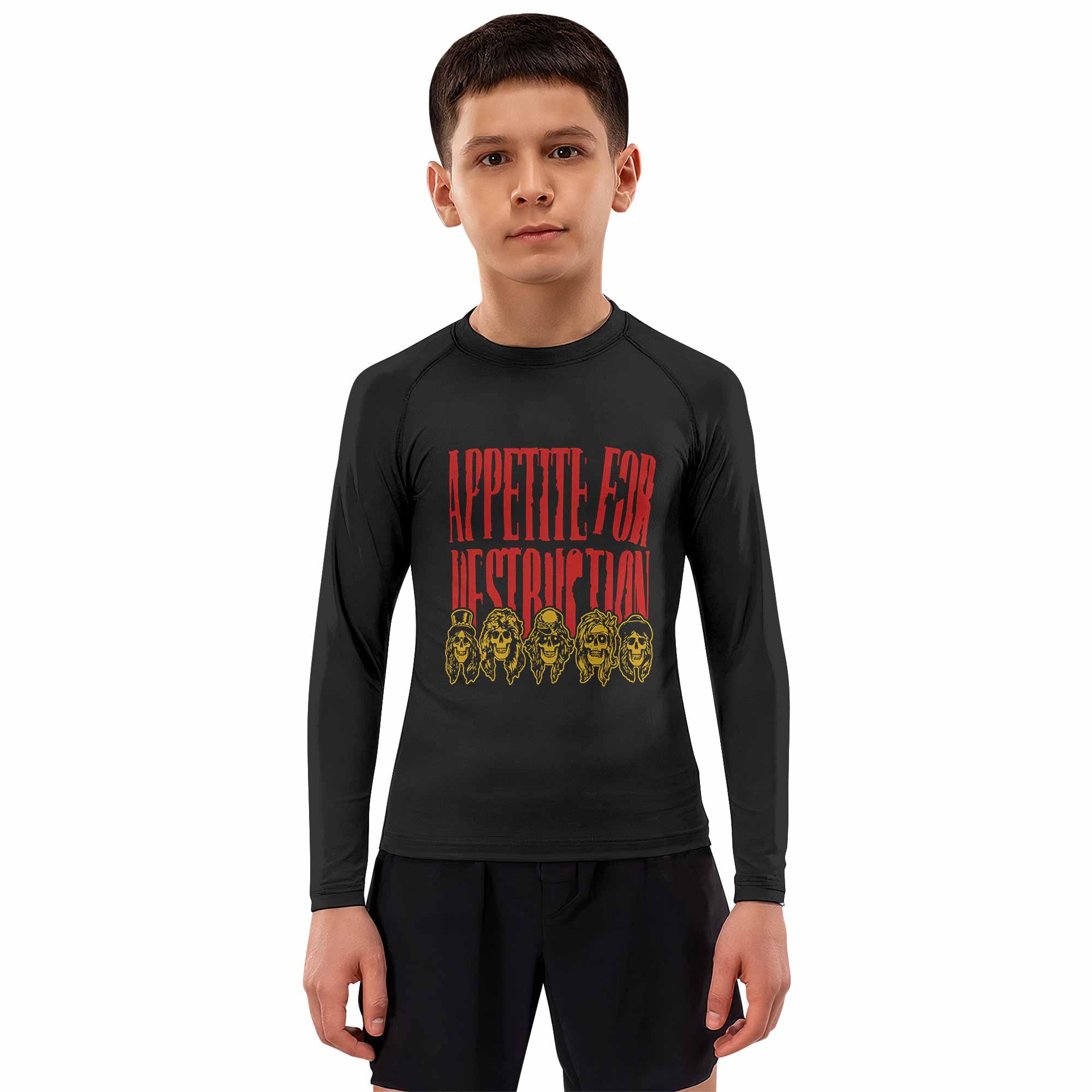 Guns N' Roses Appetite for Destruction Kids Rash Guard Long Sleeve - boy's lifestyle view