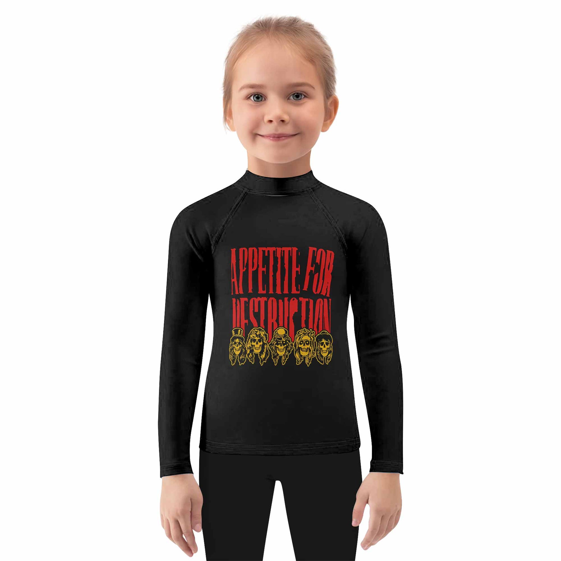 Guns N' Roses Appetite for Destruction Kids Rash Guard Long Sleeve - girl's lifestyle view
