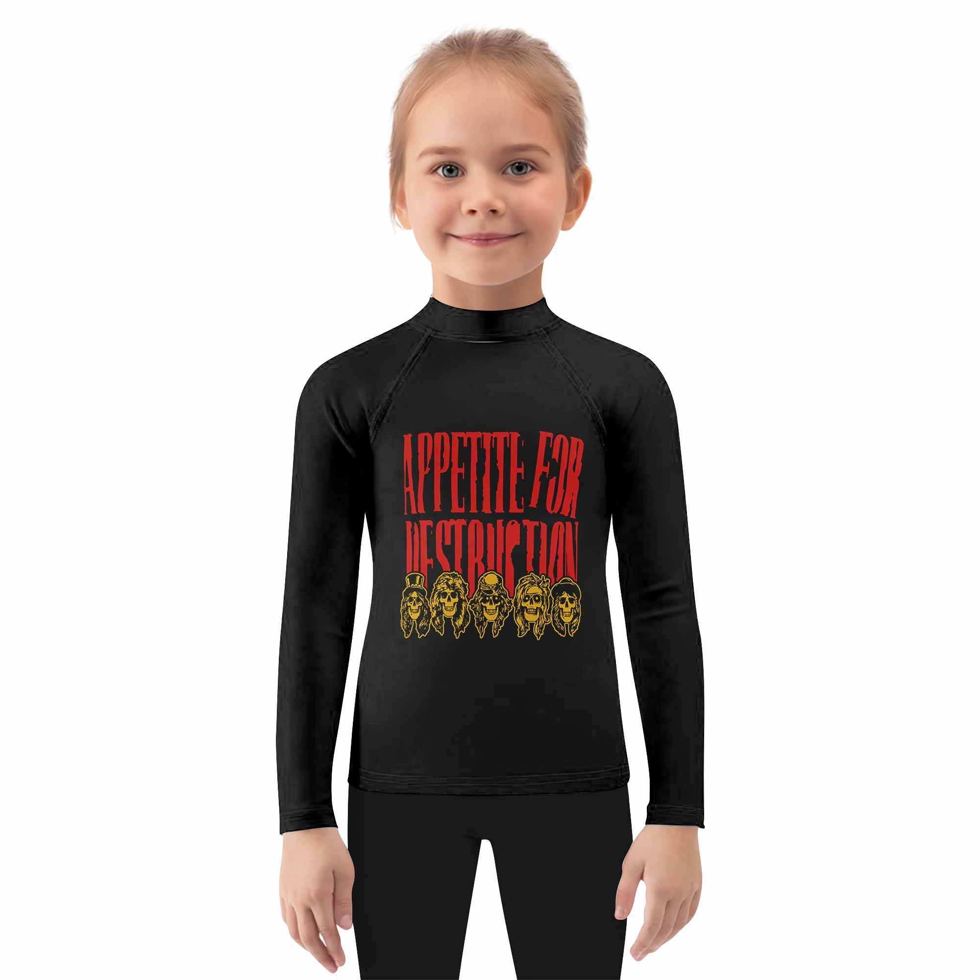 Guns N' Roses Appetite for Destruction Kids Rash Guard Long Sleeve - girl's lifestyle view