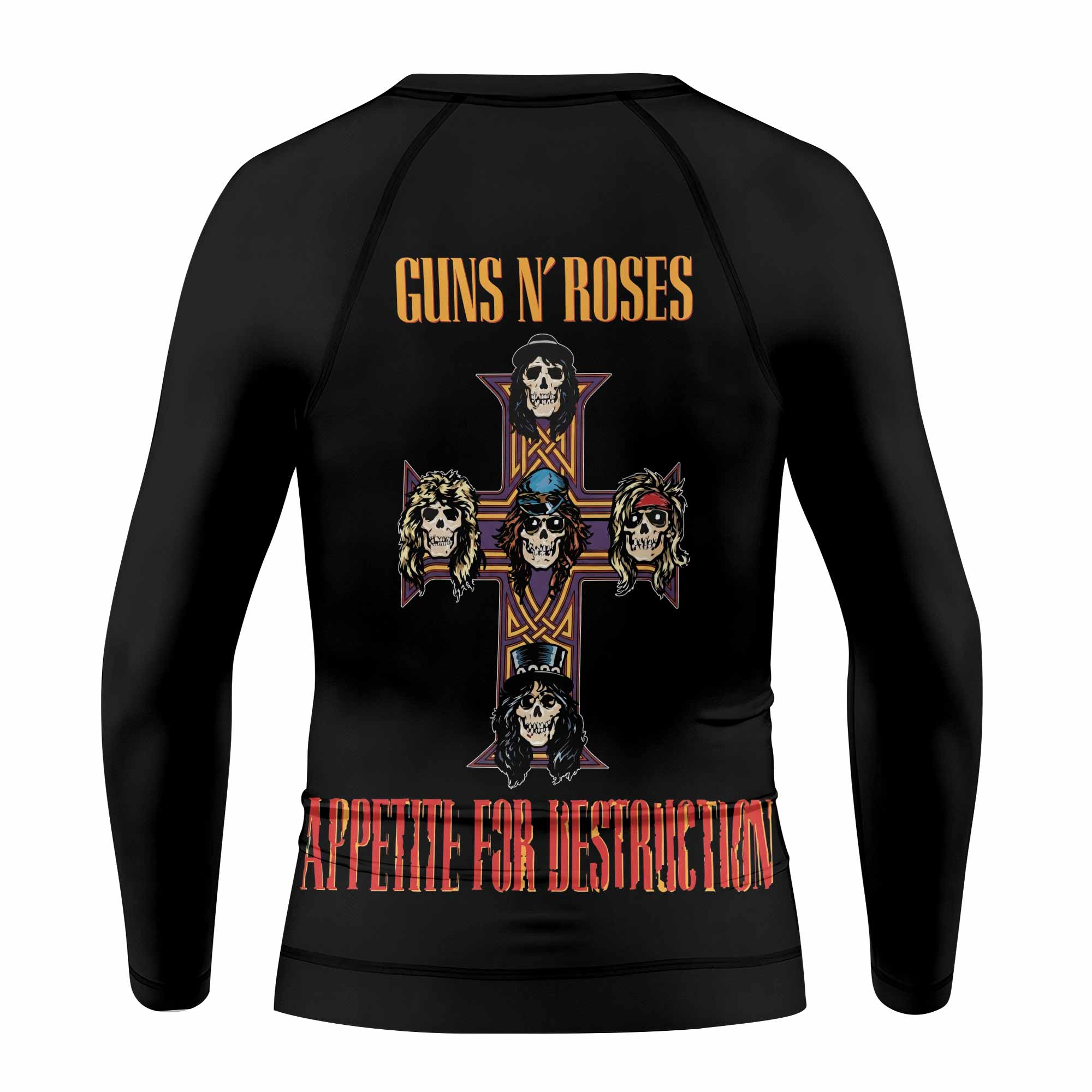 Appetite for Destruction Guns N' Roses Kids Rash Guard Long Sleeve - back view mockup