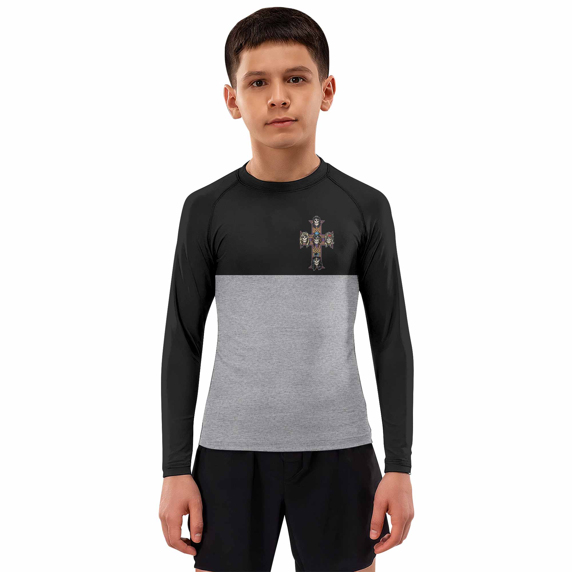 Appetite for Destruction Guns N' Roses Kids Rash Guard Long Sleeve - boy's lifestyle view