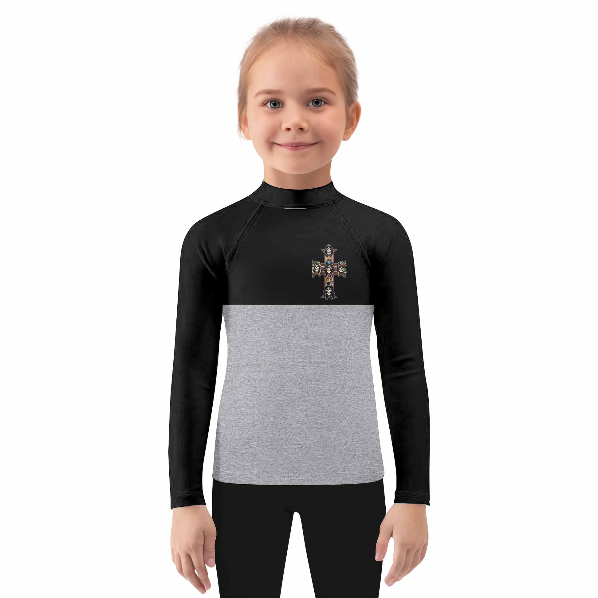 Appetite for Destruction Guns N' Roses Kids Rash Guard Long Sleeve - girl's lifestyle view
