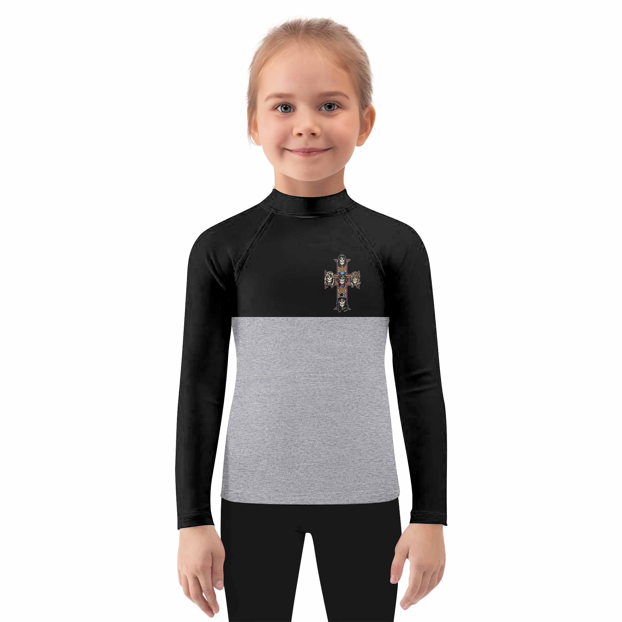 Appetite for Destruction Guns N' Roses Kids Rash Guard Long Sleeve - girl's lifestyle view