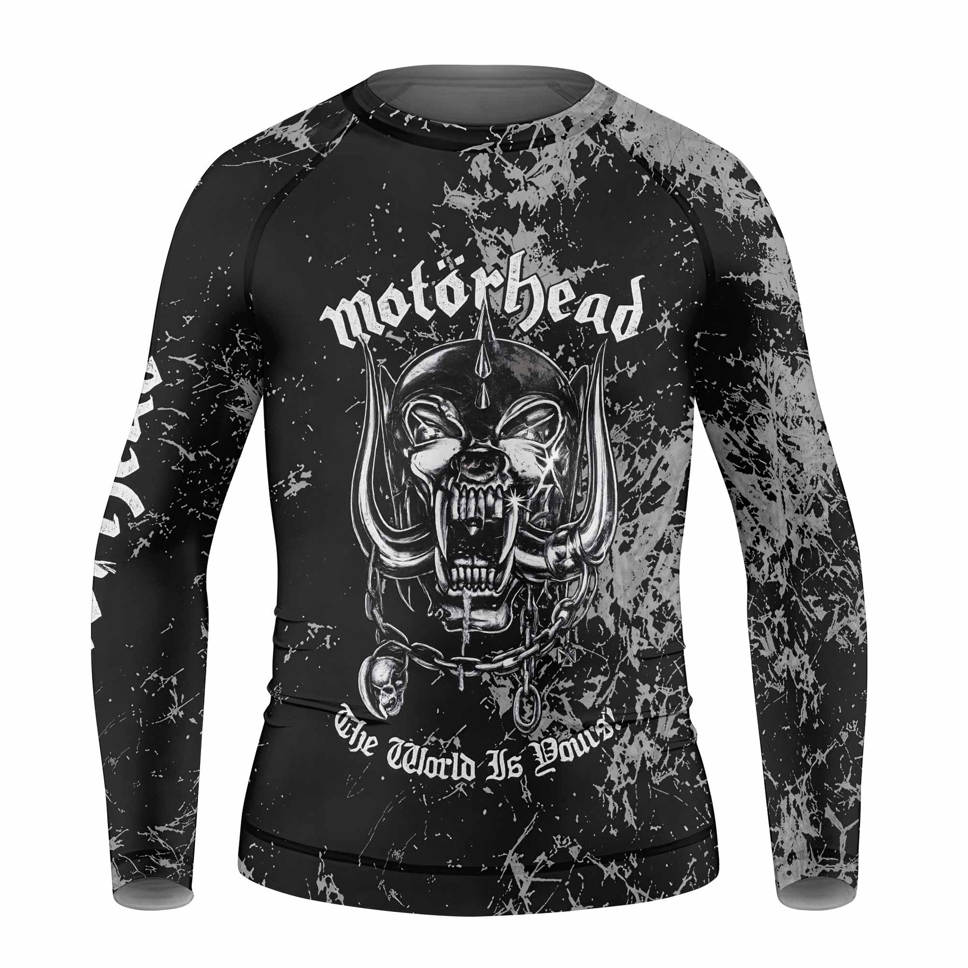 Motörhead The Wörld Is Yours Kids Rash Guard Long Sleeve - front view mockup