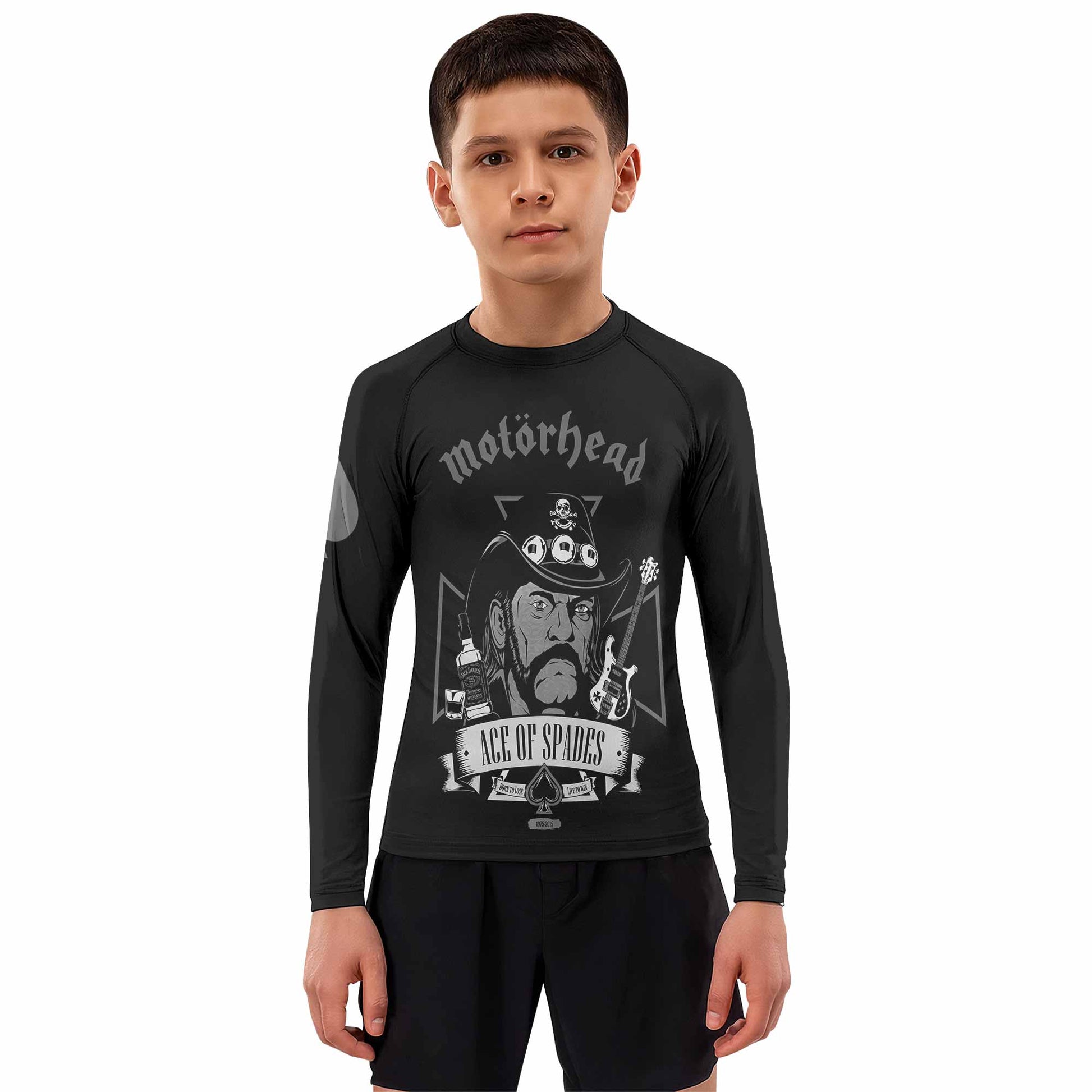 Motörhead Ace of Spades Kids Rash Guard Long Sleeve - boy's lifestyle view
