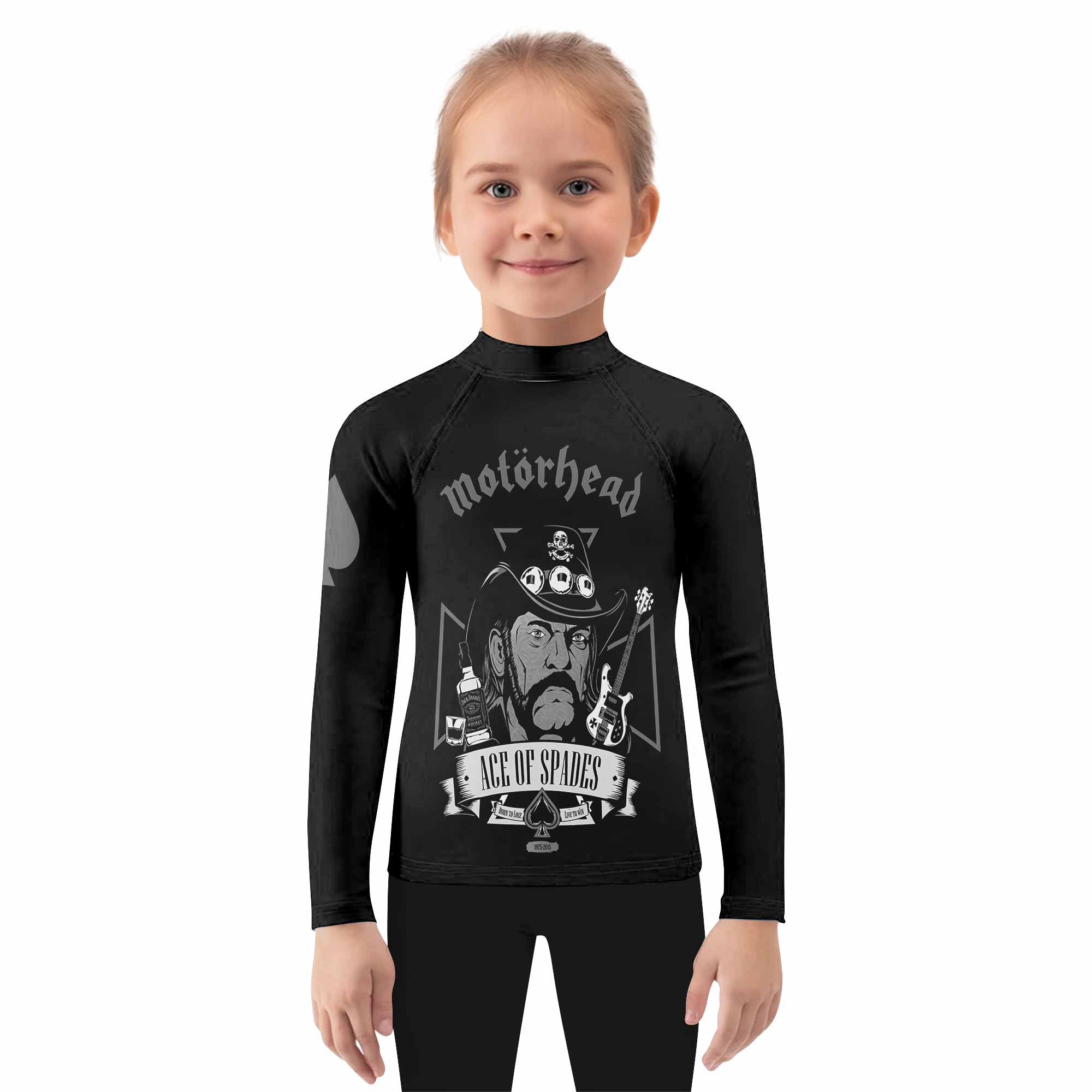 Motörhead Ace of Spades Kids Rash Guard Long Sleeve - girl's lifestyle view