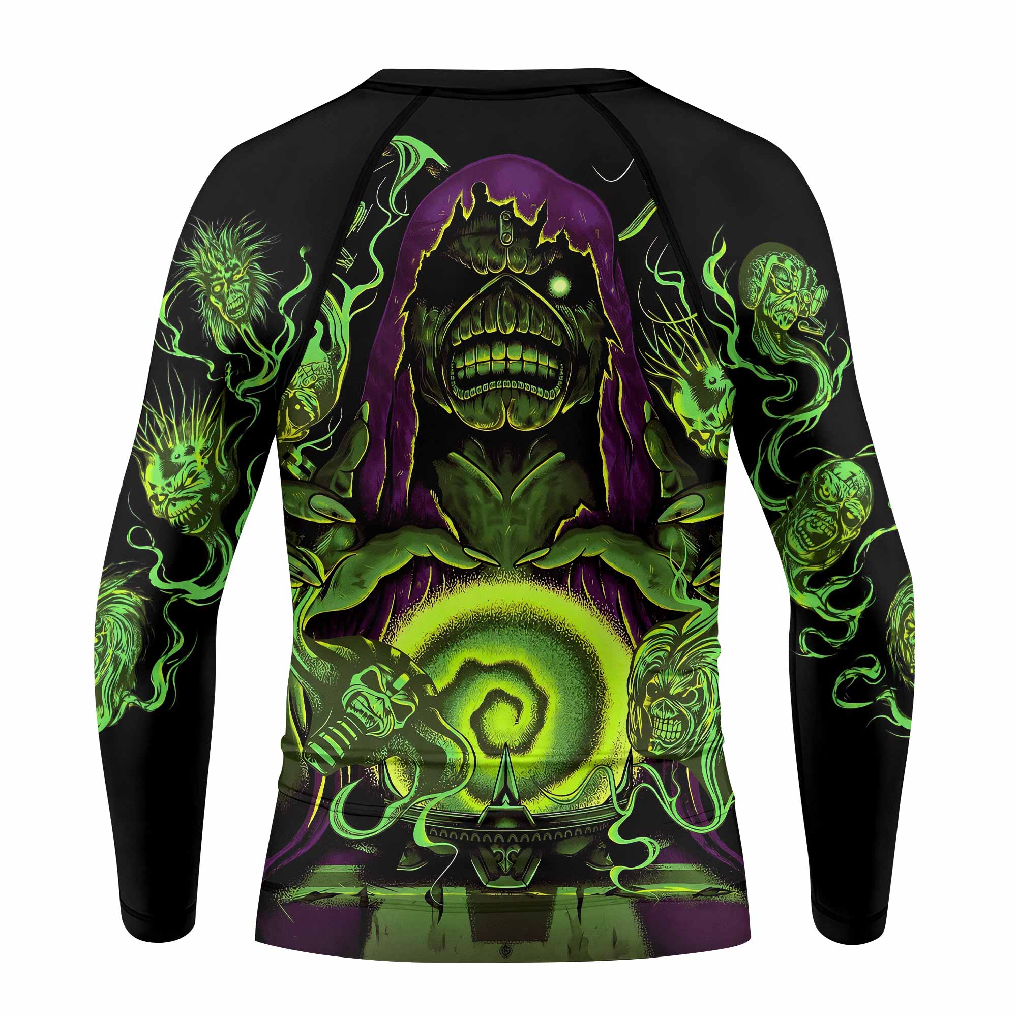 Iron Maiden Run For Your Lives Kids Rash Guard Long Sleeve - back view mockup