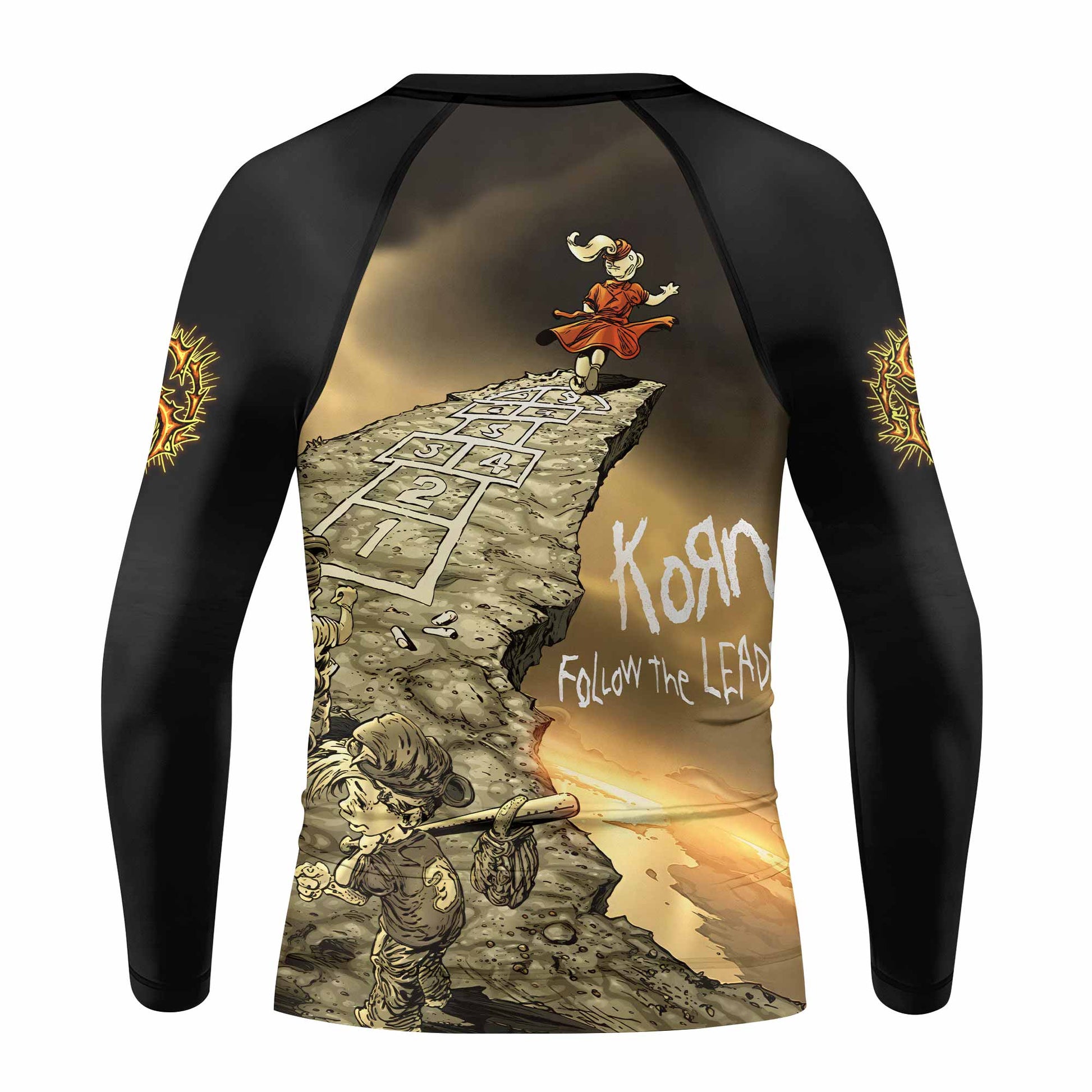 Korn Follow the Leader Kids Rash Guard Long Sleeve - back view mockup