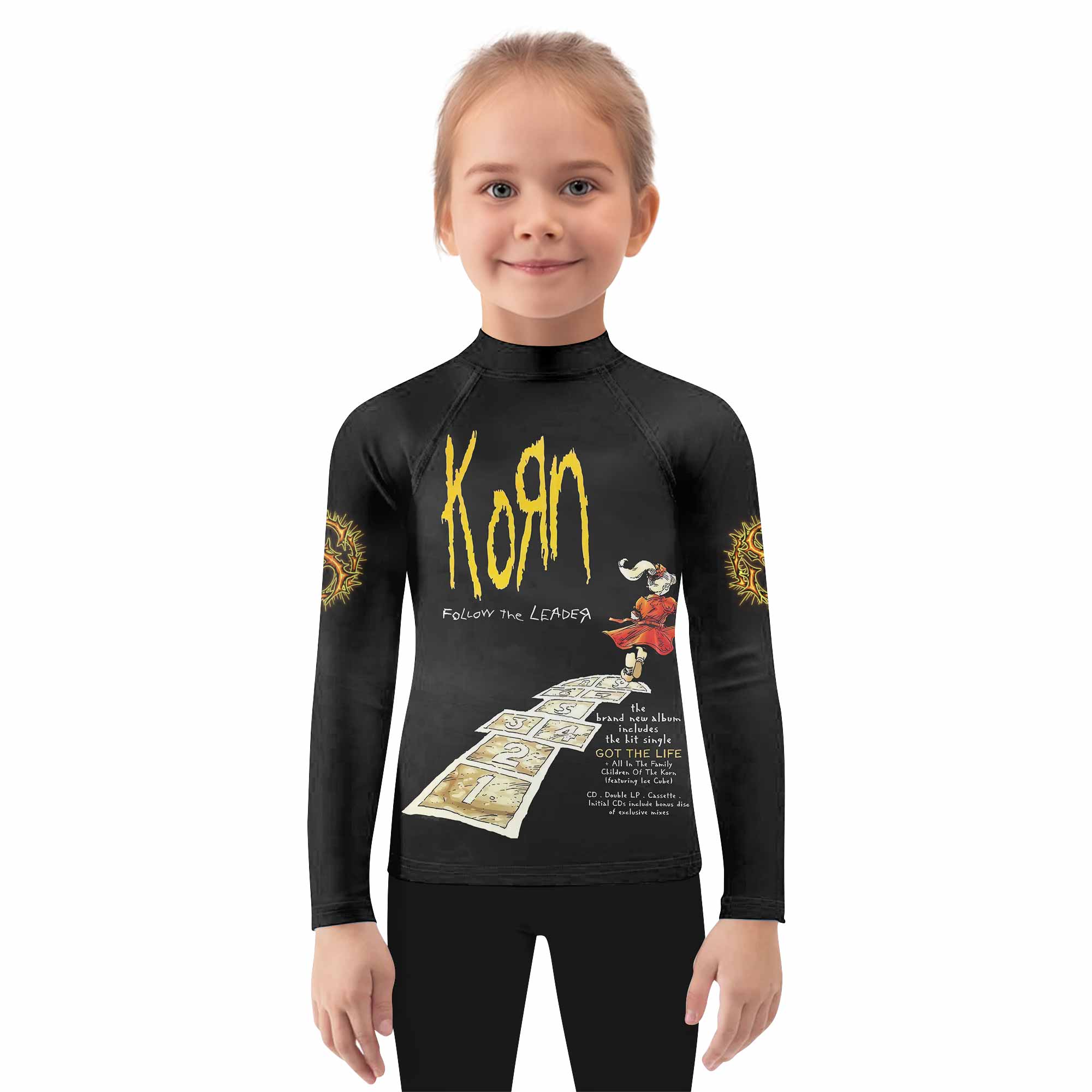 Korn Follow the Leader Kids Rash Guard Long Sleeve - girl's lifestyle view