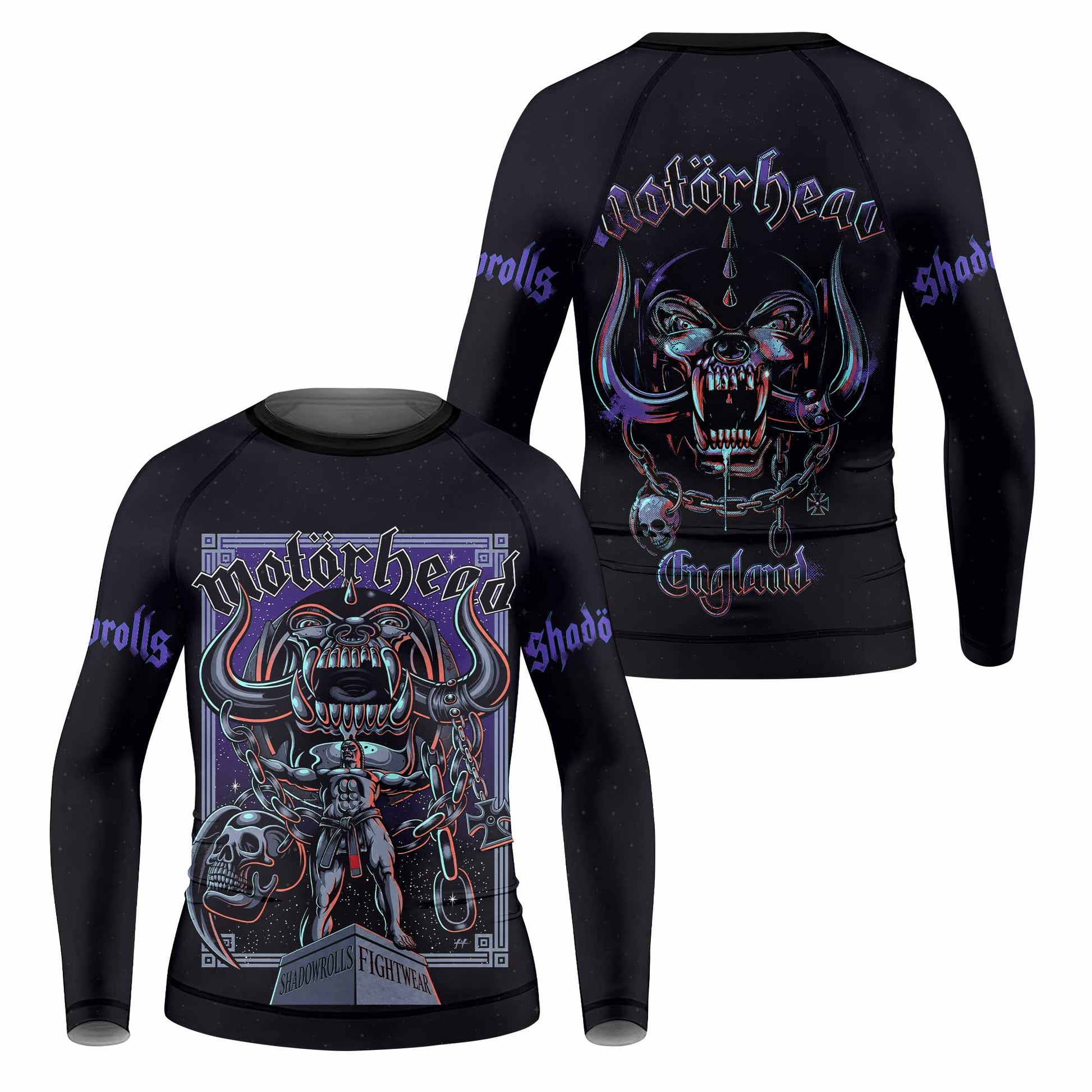 Motörhead England 1978 Kids Rash Guard Long Sleeve - front and back view