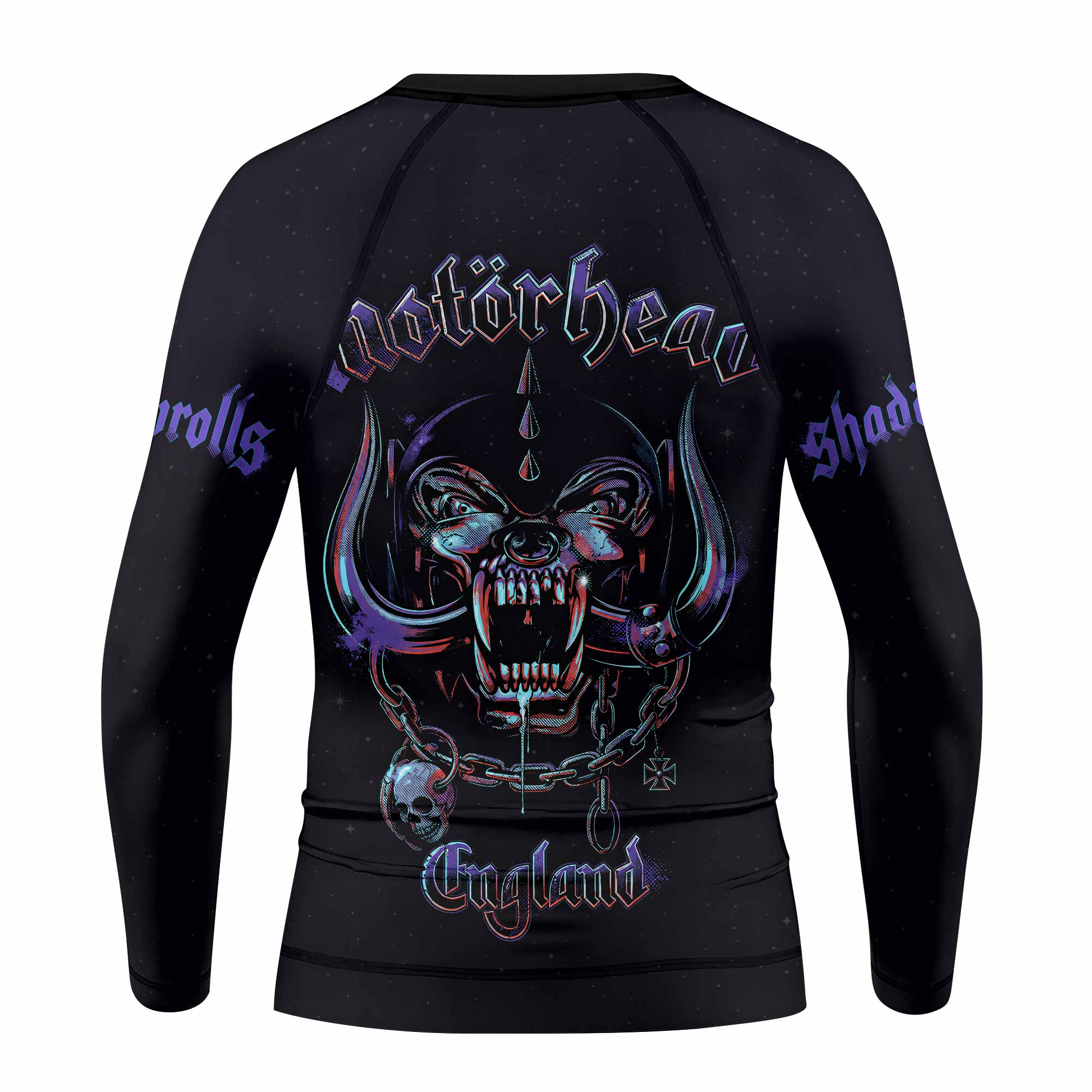 Motörhead England 1978 Kids Rash Guard Long Sleeve - back view mockup