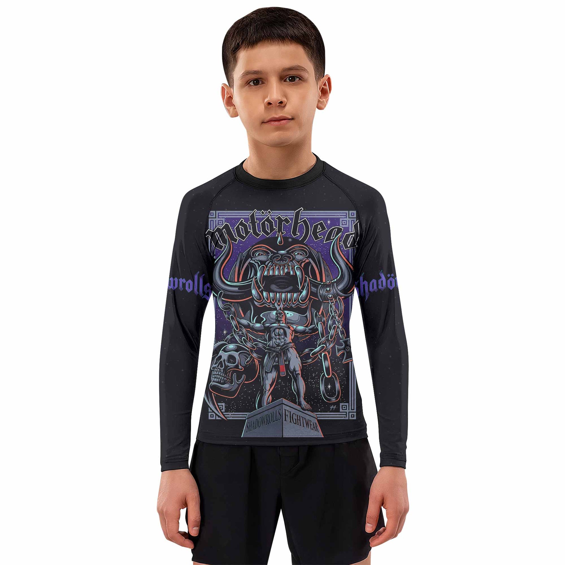 Motörhead England 1978 Kids Rash Guard Long Sleeve - boy's lifestyle view