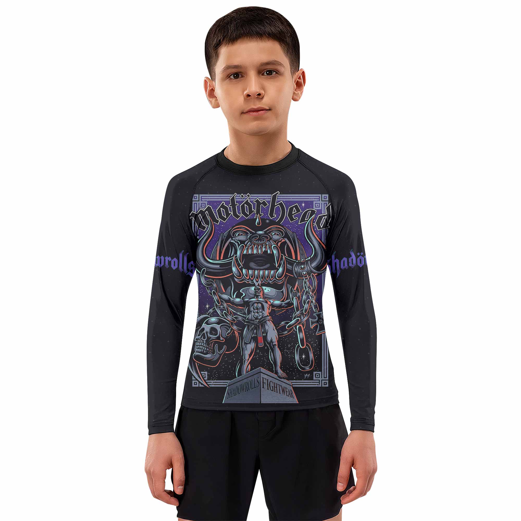 Motörhead England 1978 Kids Rash Guard Long Sleeve - boy's lifestyle view