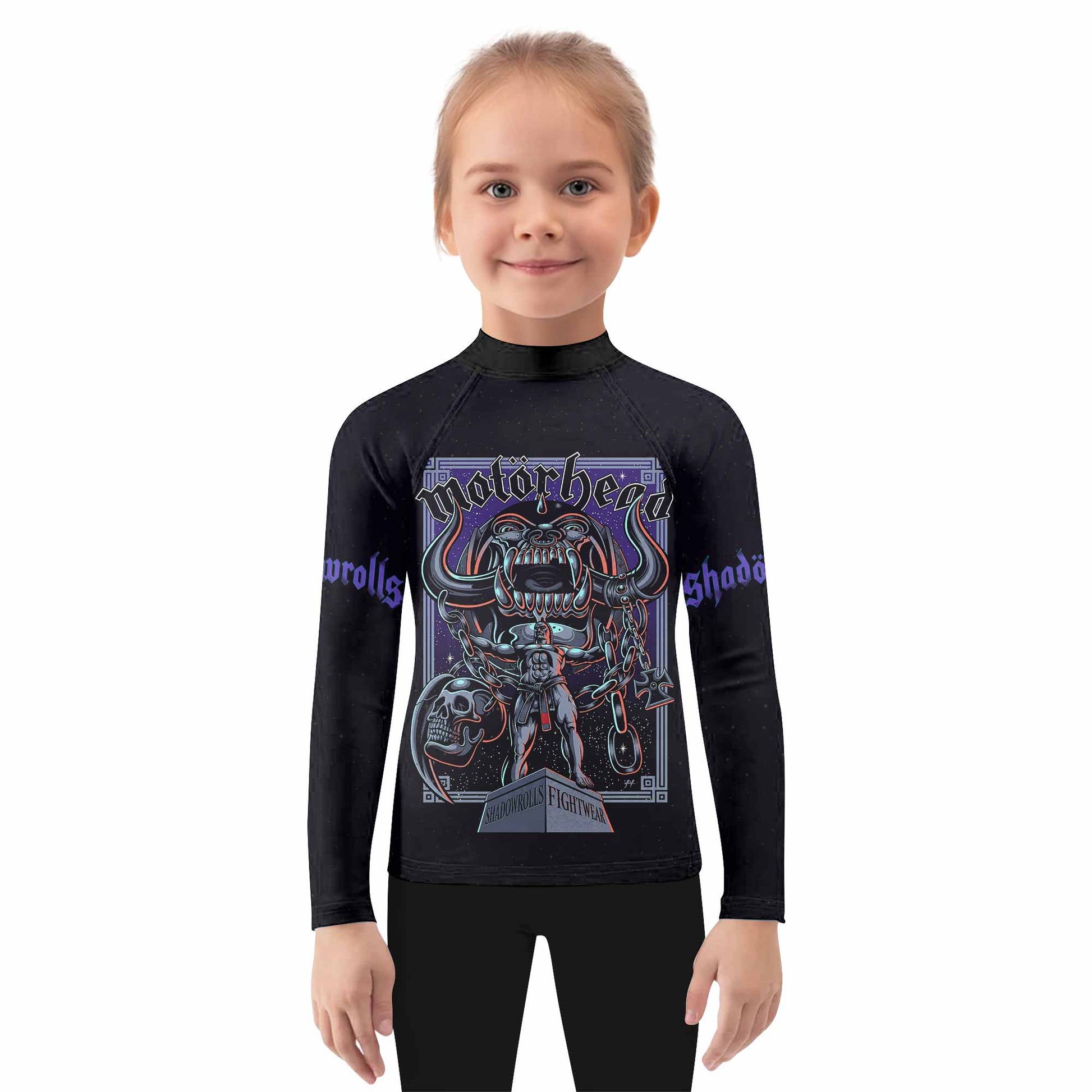 Motörhead England 1978 Kids Rash Guard Long Sleeve - girl's lifestyle view