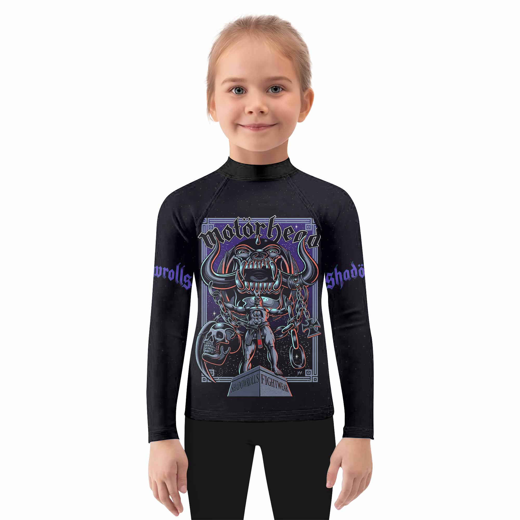 Motörhead England 1978 Kids Rash Guard Long Sleeve - girl's lifestyle view