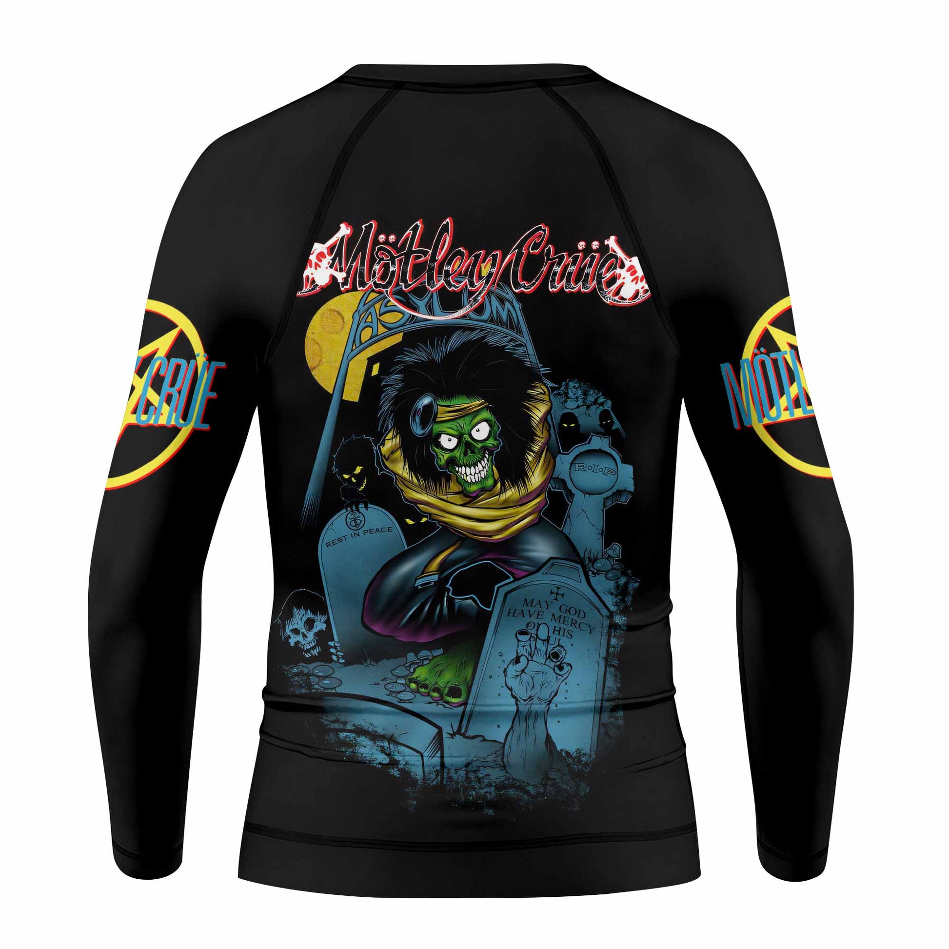 Mötley Crüe Dr. Feelgood Kids Rash Guard Long Sleeve - back view mockup